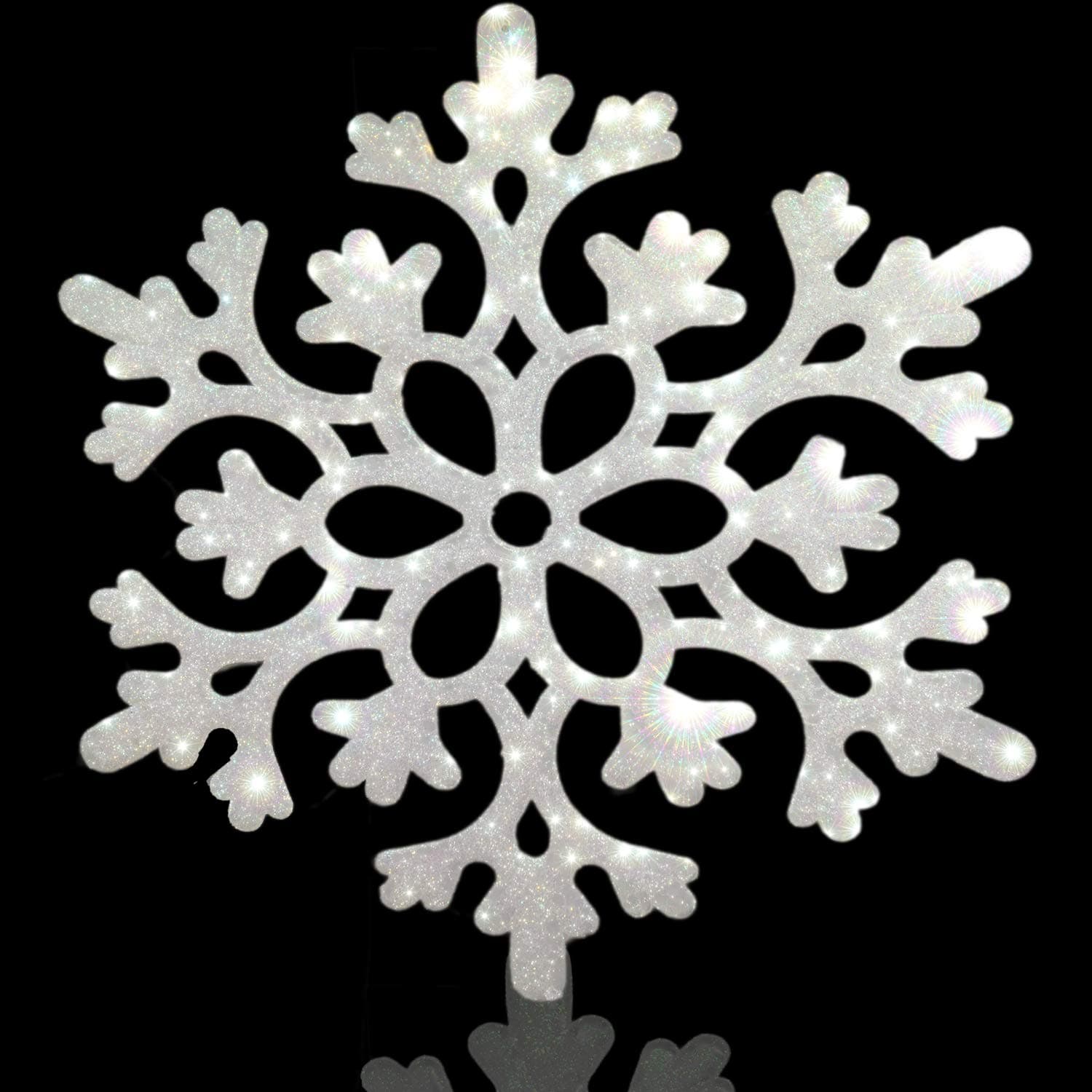 White Snowflake Ornaments, Large Snowflakes Set of 5 White Glittered Snowflakes 12" Two Designs Christmas Decorative Hanging Ornaments Window Decor Snowflakes Winter Outdoor Decorations