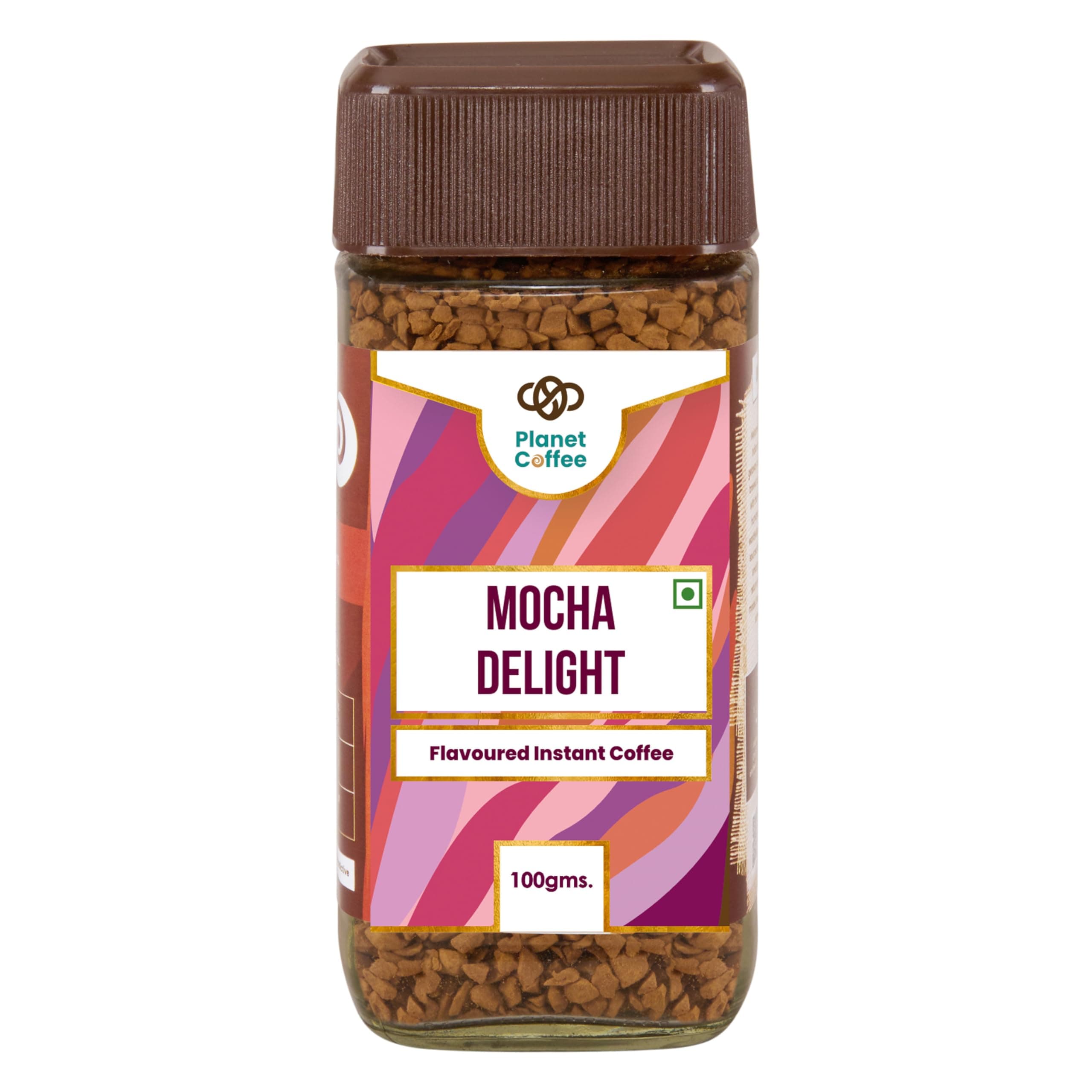 Planet Coffee® | Mocha DELIGHT Coffee | 100 Gms Jar | Pure Arabica | Freeze-Dried Instant Coffee | No Added Sugar | Makes 50 Cups | Medium Roast | Flavoured Coffee