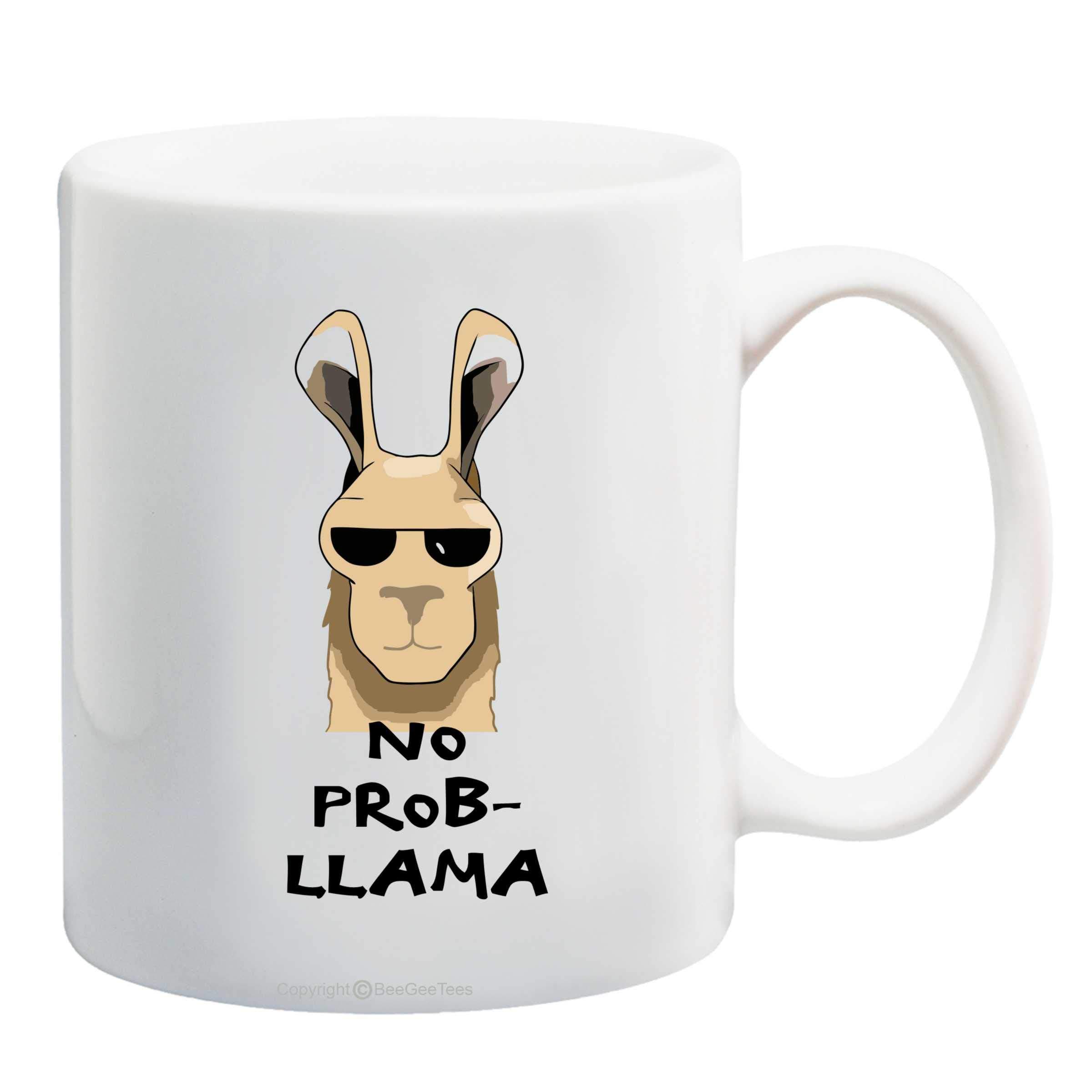 BeeGeeTees No Prob Llama Funny Mug I Love Llamas No Problemo 15 oz