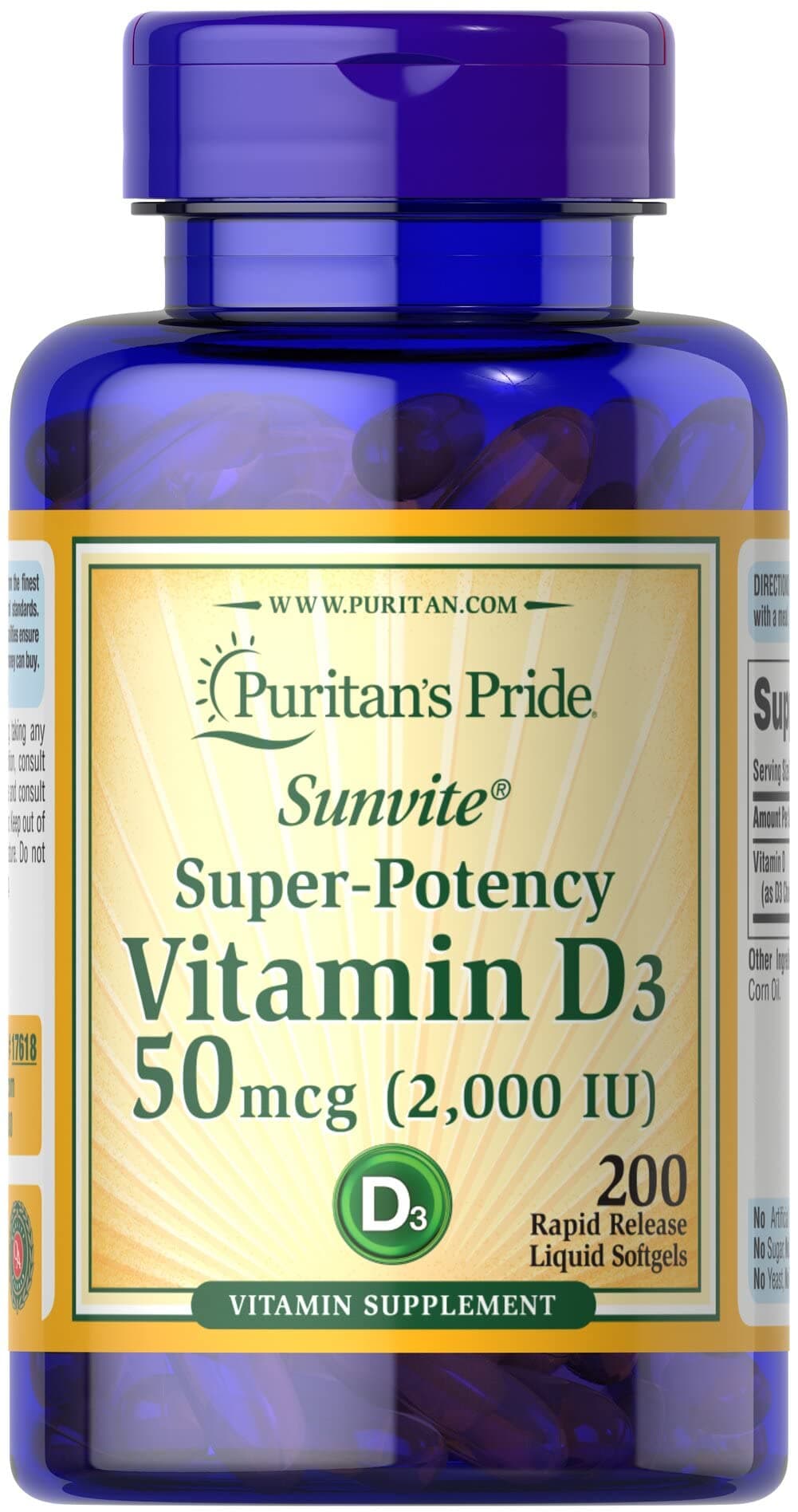 Puritan's Pride Vitamin D D-3 2000 IU Soft Gel