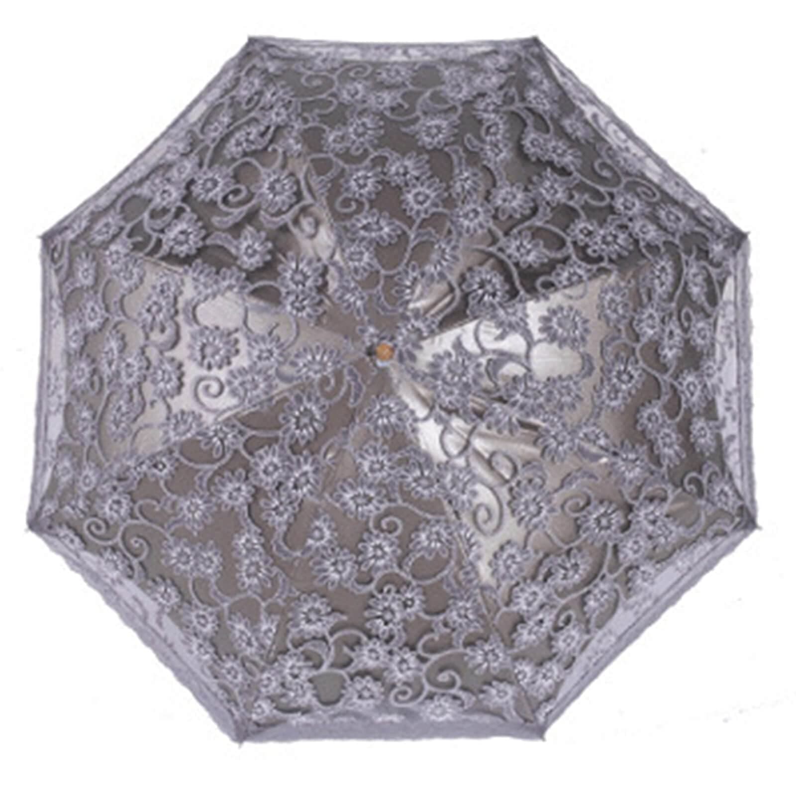 Ladies Lace Parasol Umbrella Anti-UV Protection Sun Shade UPF 50+ Lightweight and Portable Folding Umbrella (Grey)
