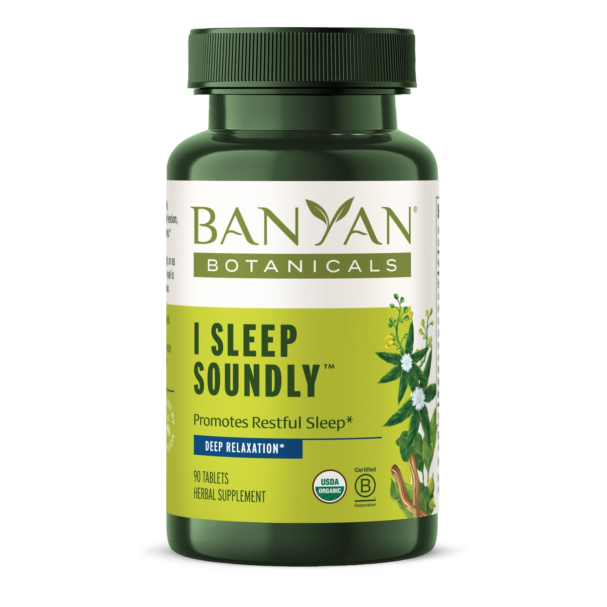 I Sleep Soundly – Organic Herbal Sleep Supplement with Ashwagandha, Eclipta, and Chamomile – 90 Tablets – Non-GMO Sustainably Sourced Vegan