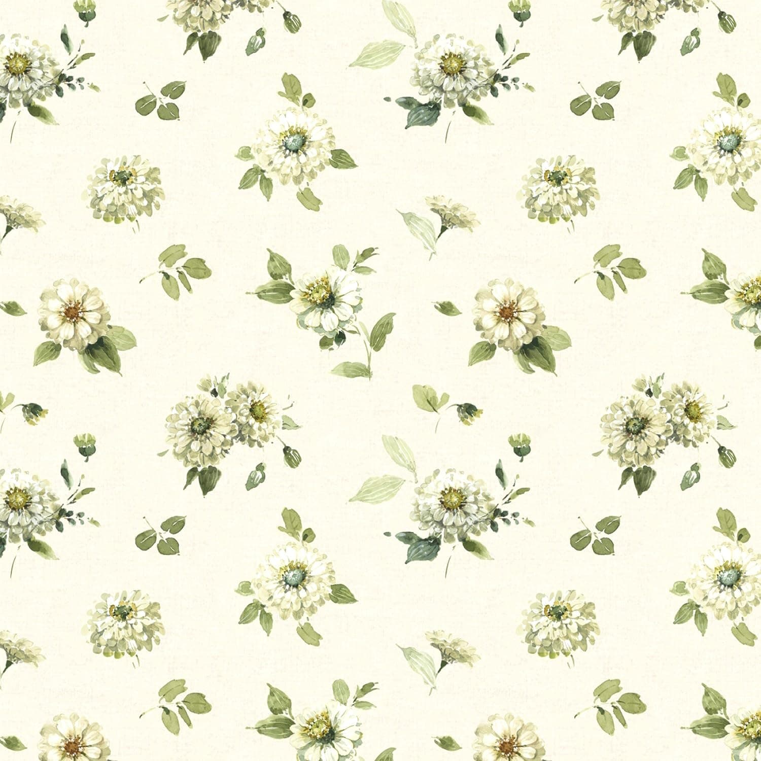 Wilmington Prints Green Fields Medium Floral, Fabric by The Yard (Cream)