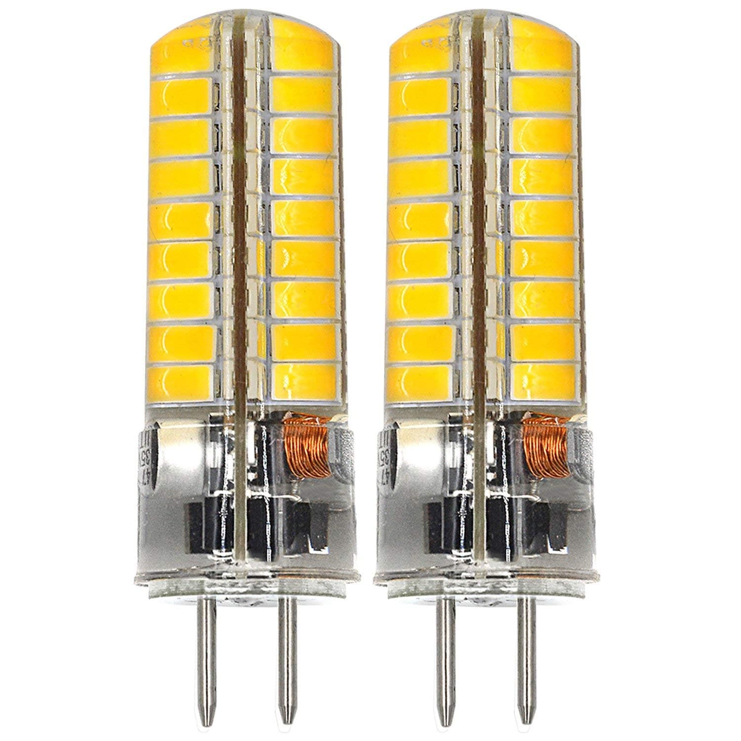 MENGS Pack of 2 GY6.35 6 W LED Light Bulbs 72 x 5730 SMD Cool White 6500 K AC/DC 12 V with Silicone Coating [Energy Class A]