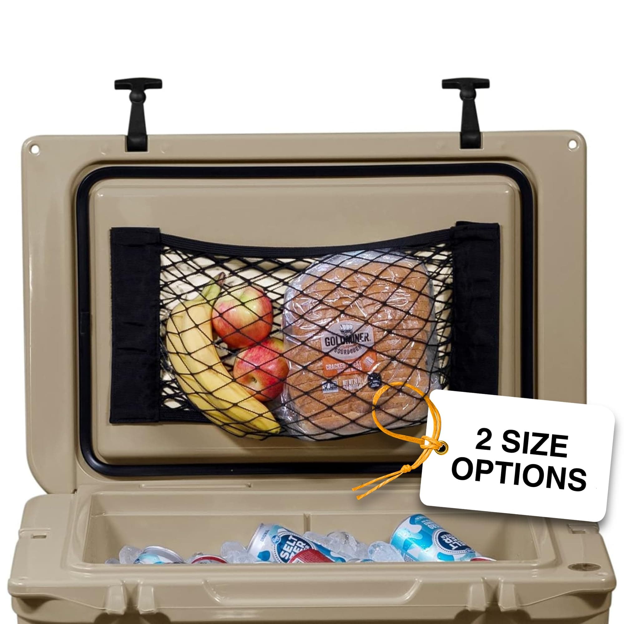 Cooler Net for Dry Storage and Organization - Compatible with YETI, RTIC, Ninja, Igloo, Coleman, Lifetime, Pelican Ice Chests - Works with Cooler Lights, Wheel Kits, RTIC Cooler Accessories, and More