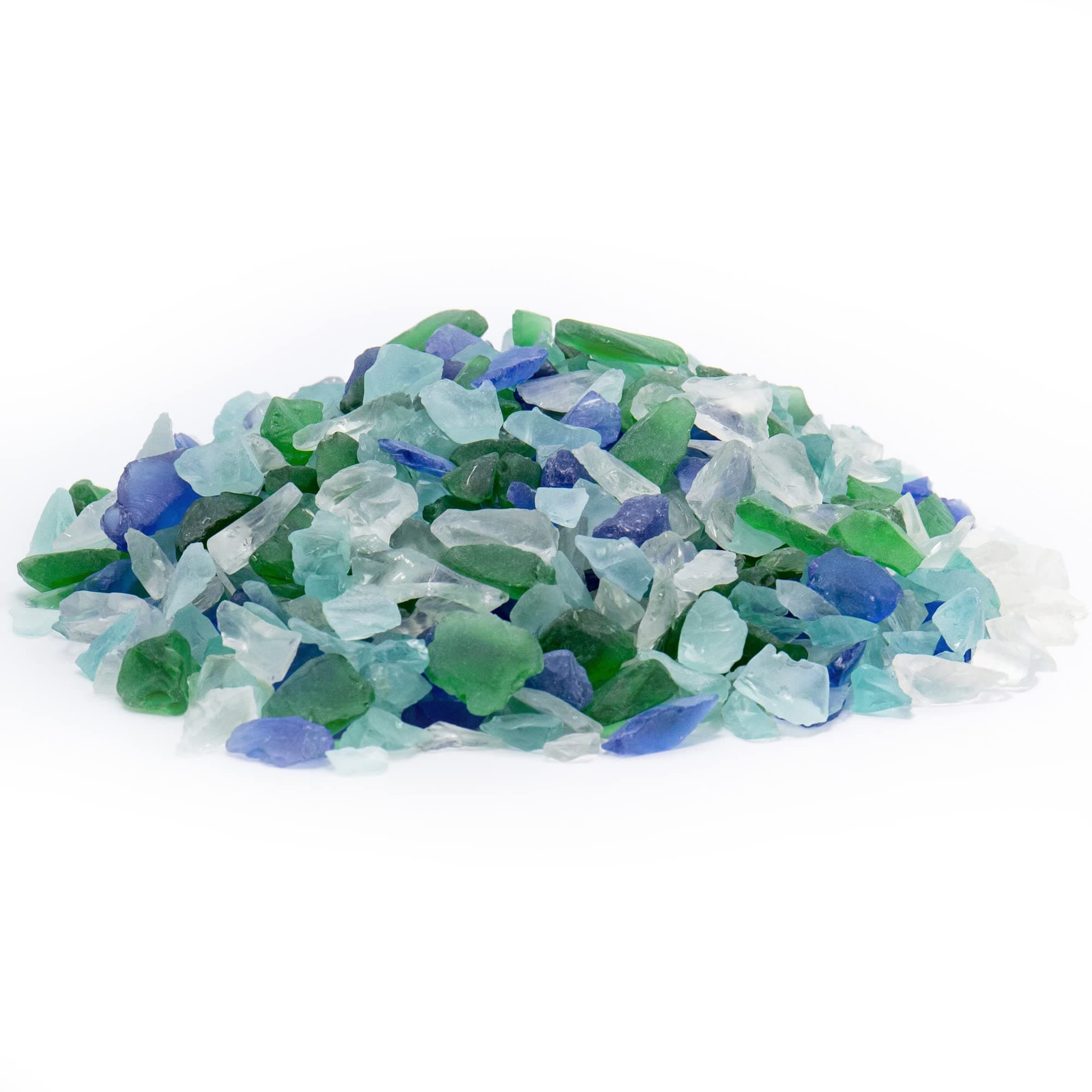Frosted Blue Green Clear Mix Sea Glass (4 LBS, Approx. 6 Cups) | Multiple Color Choices Crushed Glass Vase Filler | Aquarium Nautical Decor for Art Crafts