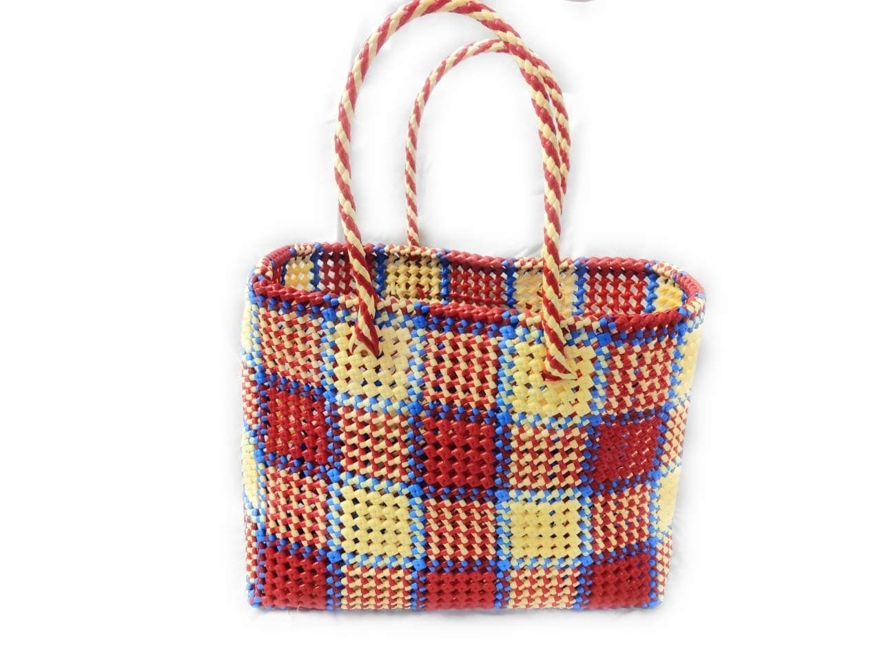 ThamizH MarT - Large Multipurpose Plastic Wire Grocery Basket (Koodai,टोकरी) - Durable, Reusable, Rectangular, Multi Color, 35*28*15 cm