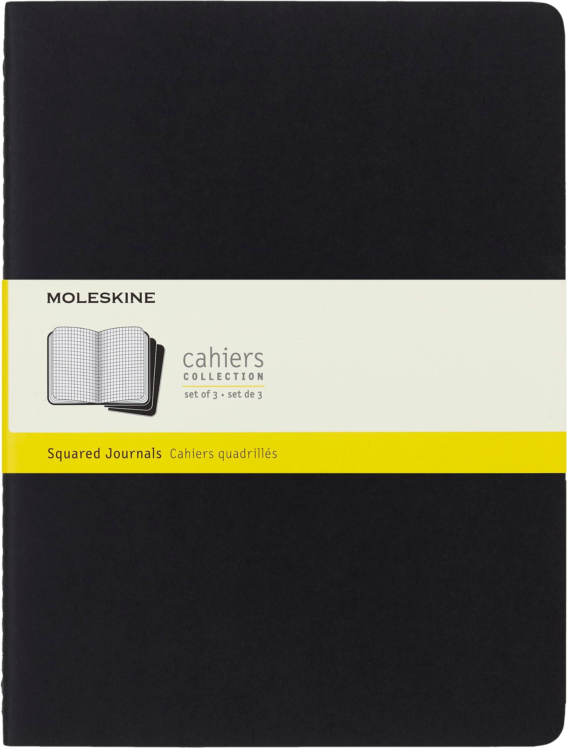 Cahier Journal, Soft Cover, Large (5" x 8.25") Ruled/Lined, Black, 80 Pages (Set of 3)