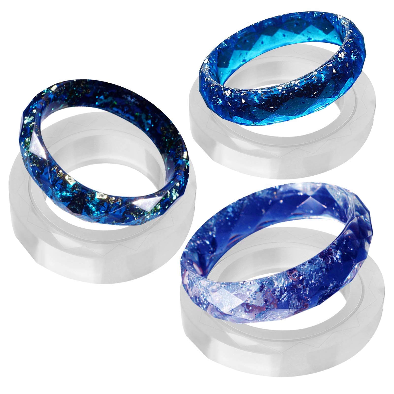 FUNSHOWCASE Assorted Size Faceted Geometric Bangle Bracelet Jewelry Silicone Mould Wide, for Polymer Clay, Crafting, Resin Epoxy 3-Piece in Set