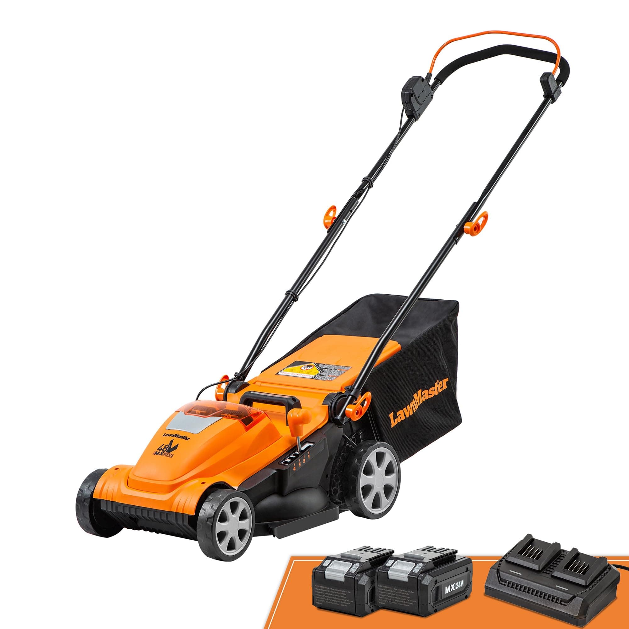 LawnMaster CLMF4815E 48V MAX* 15 Inch Brushless Cordless Lawn Mower with 2 x 24V MAX* 4.0Ah Battery and Dual Charger