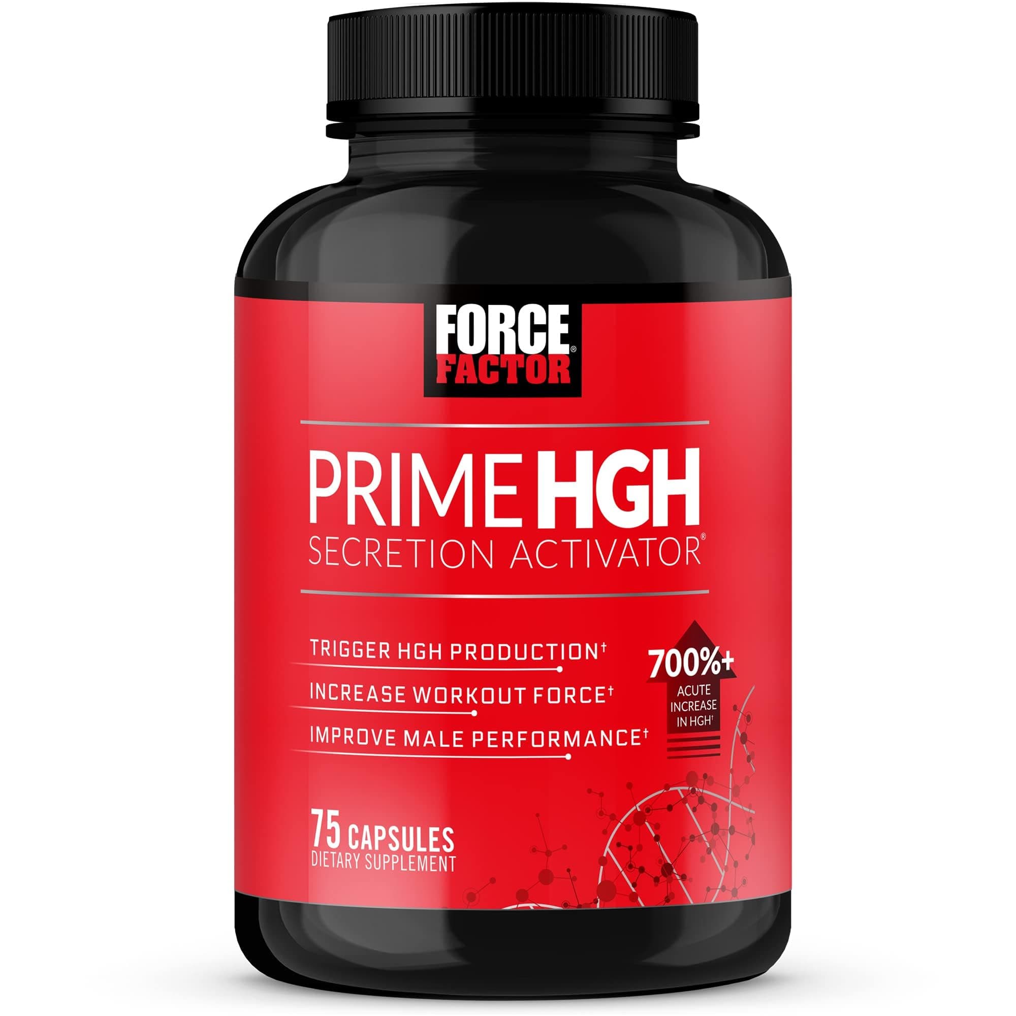 Force Factor Prime HGH Secretion Activator, HGH Supplement for Men with Clinically Studied AlphaSize to Help Trigger HGH Production, Increase Workout Force, and Improve Performance, 75 Capsules