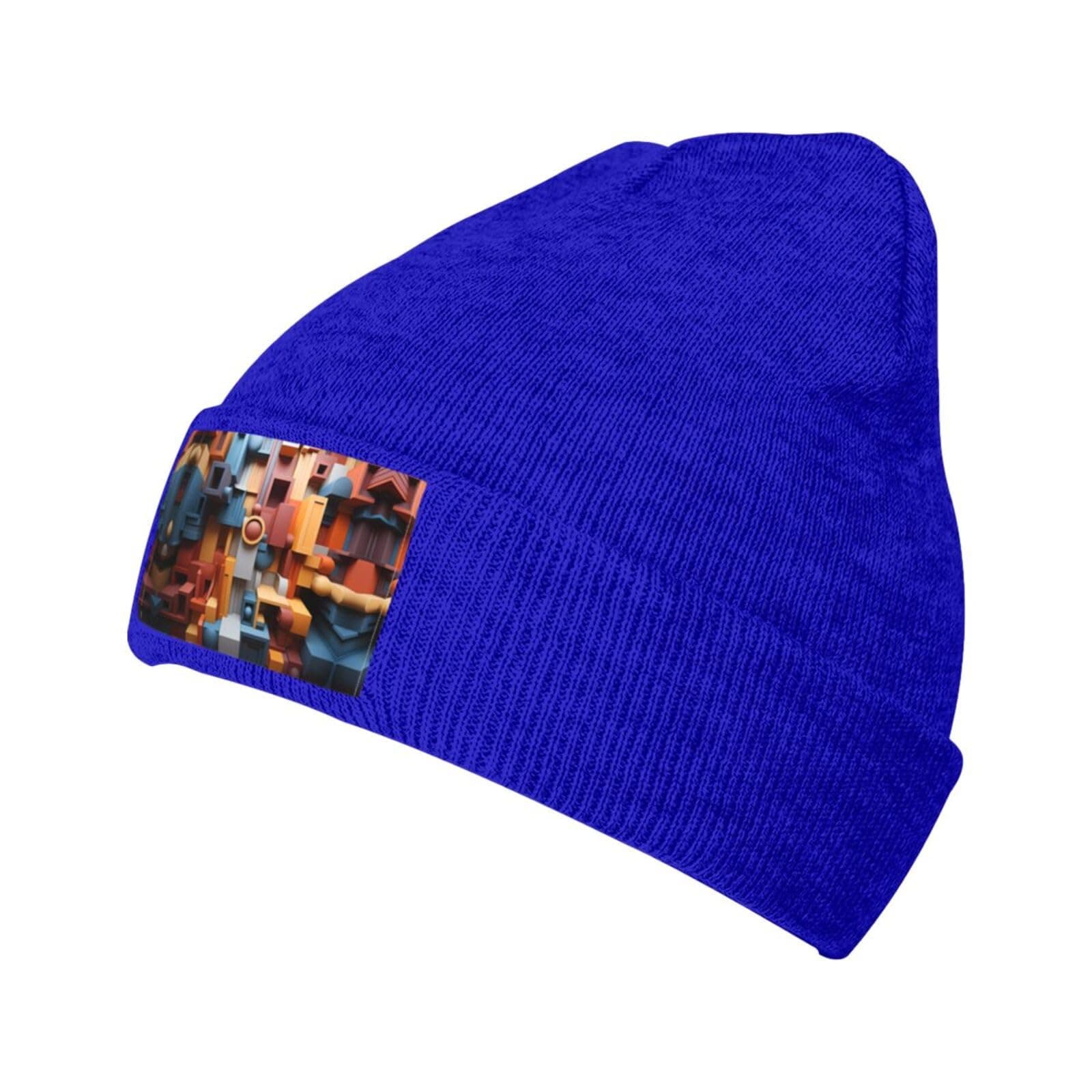 BROLEOBlack Knit Hat Cap Colorful Cube Space Pattern Soft Good Elasticity Suitable for Daily and Outdoor Sports
