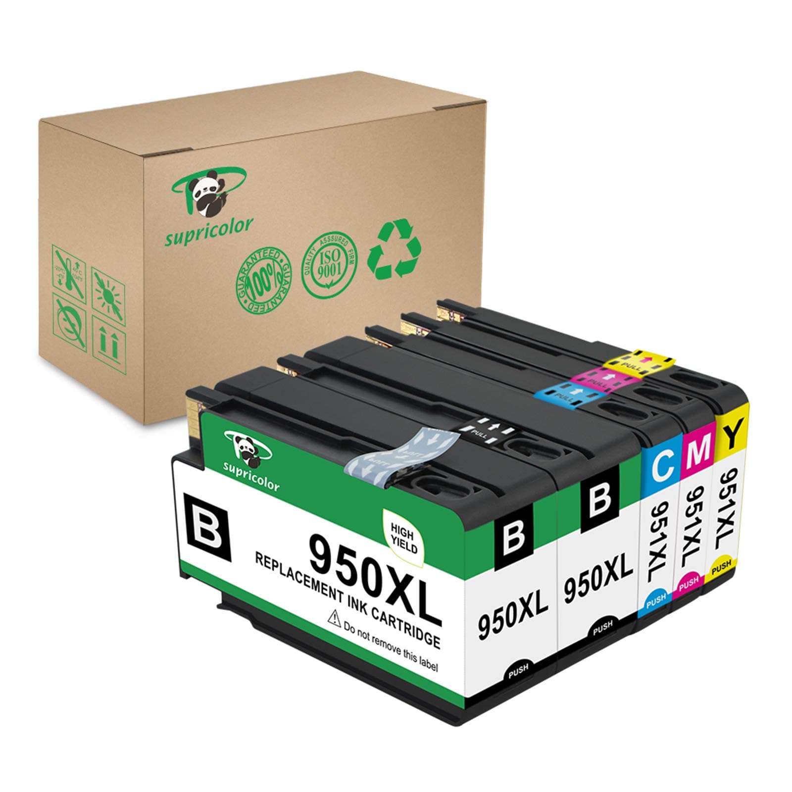 Compatible 950xl 951xl Ink Cartridges, 5-Pack 950 951 Ink Replacement for Officejet 8630 8625 8615 8600 8620 8610 8640 8660 251dw 271dw Printers (2Black,1Cyan,1Yellow,1Magenta)