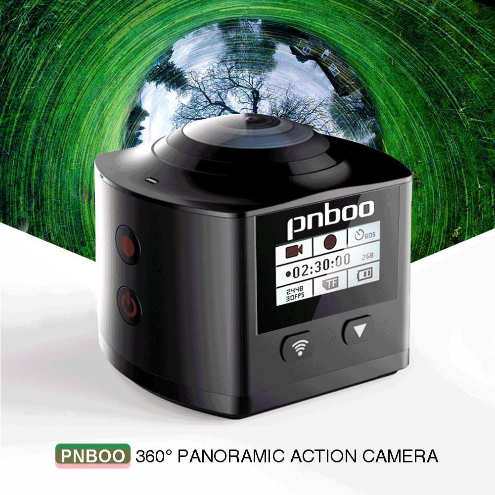 PNBOO PA-10 360° Panoramic Sport Action Camera 3D VR 16MP 4K HD 30fps Waterproof APP WiFi with Rechargeable Battery, Sony IMX179 Sensor