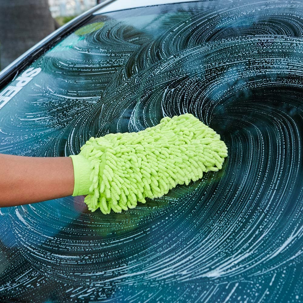 INNX Chenille Coral Wash Mitt Made of Super Soft Microfiber, Anti Scratch, Ideal for Washing Your Cars, Dogs, Pets (10"x 8")