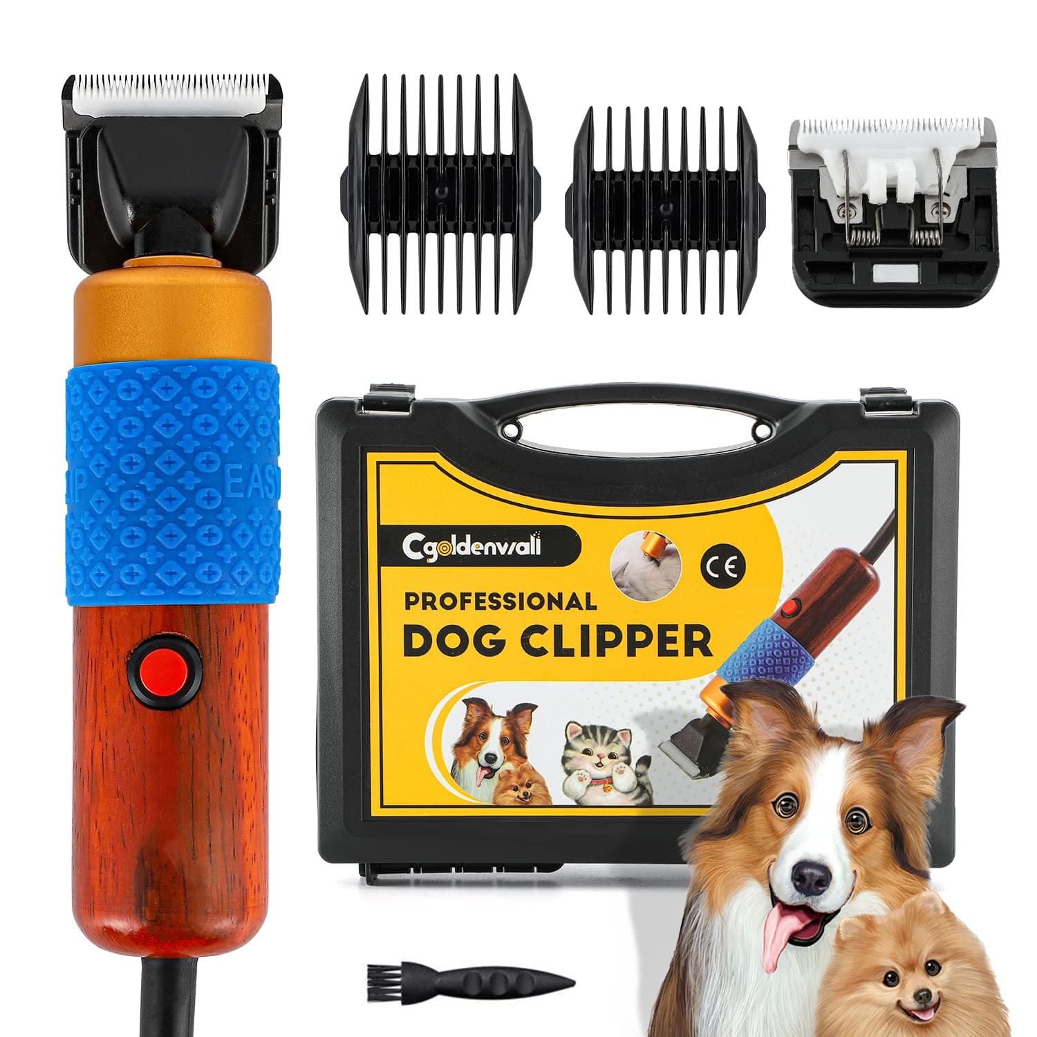 CGOLDENWALL Pet Hair Clippers 200 W – Low Noise and Vibration – Professional Animal Clippers with 3 m Cable Ideal for Rabbit/Dog/Cat/Sheep and Other Animals