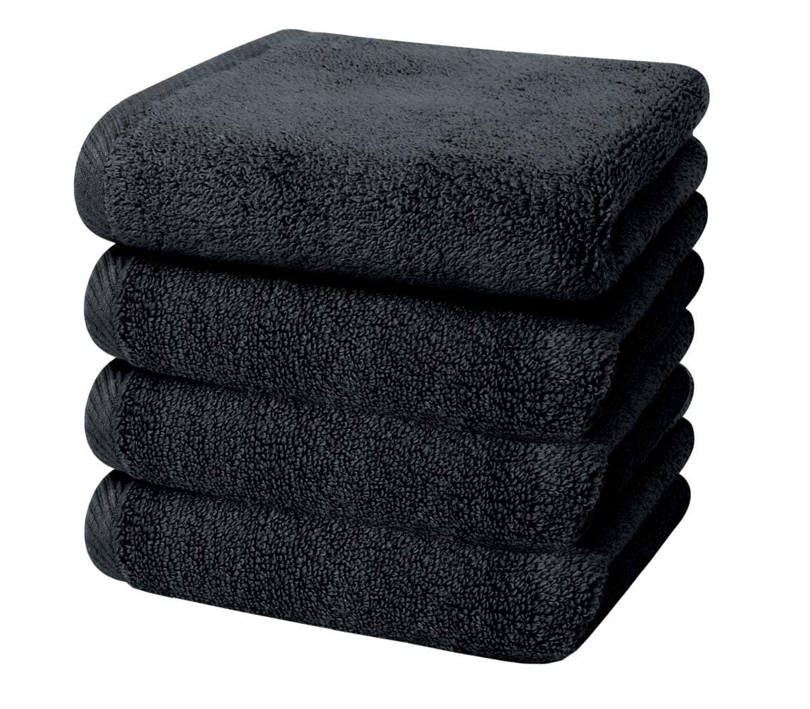 Salon Towels, Super Soft, Maximum Absorbency - For Hair Drying, 100% Microfiber Towels for Face, Hands, Body or Gym - 16” x 27” Pack of 4, Black - HairDay Care