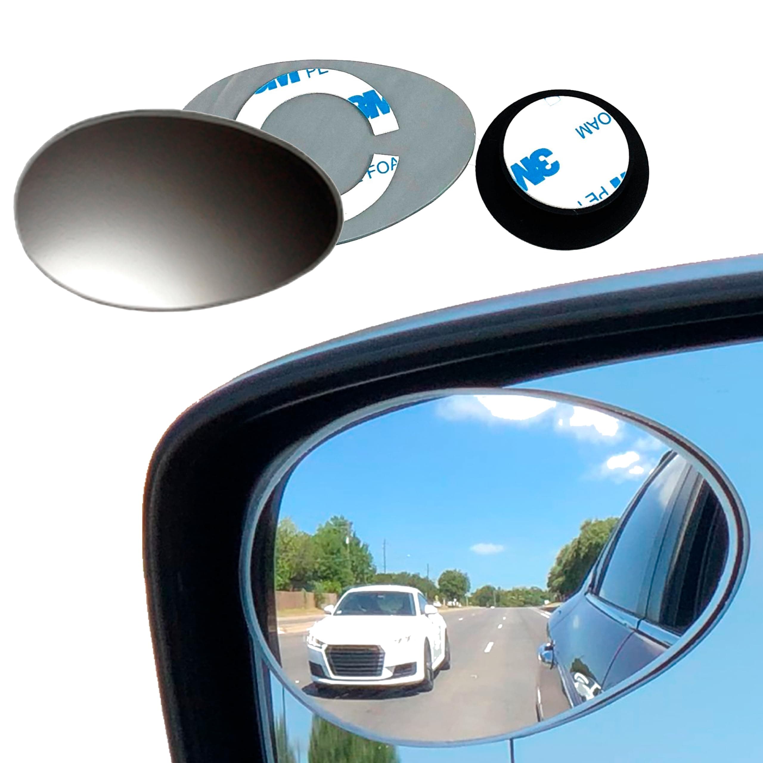 Blind Spot Car Mirrors: Semi Oval Convex Rear View - HD Glass Side Car Mirror - Blindspot Can Be Installed Fixed or Adjustable - Pack of 2