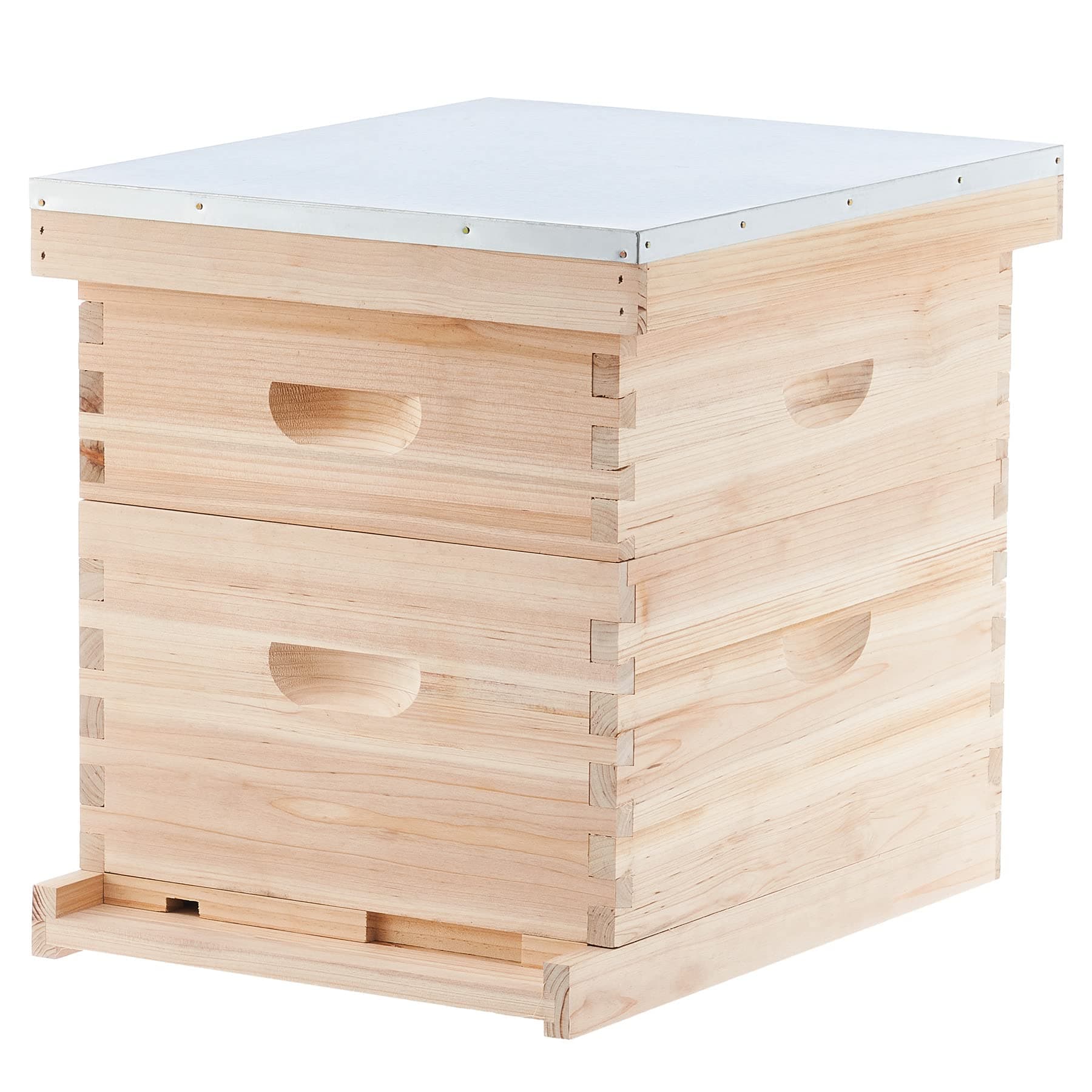 Langstroth Beehive 10 Frame Hive Boxes, Beekeeping Starter Kit With 1 Super Box & 1 Brood Box, Frames and Foundation, 2 Layers Complete Kit