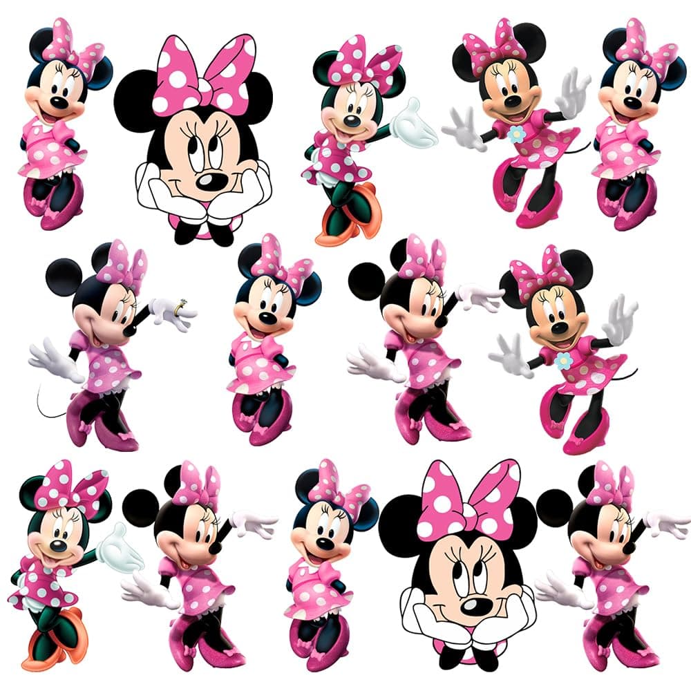 Dekor Spree Minnie Mouse Theme Paper Dangler for Magical Birthday Decorations - Set of 14 | Delightful Pieces for Girls, Boys, and Kids Party Supplies| Birthday Decoration | Birthday Theme Accessories