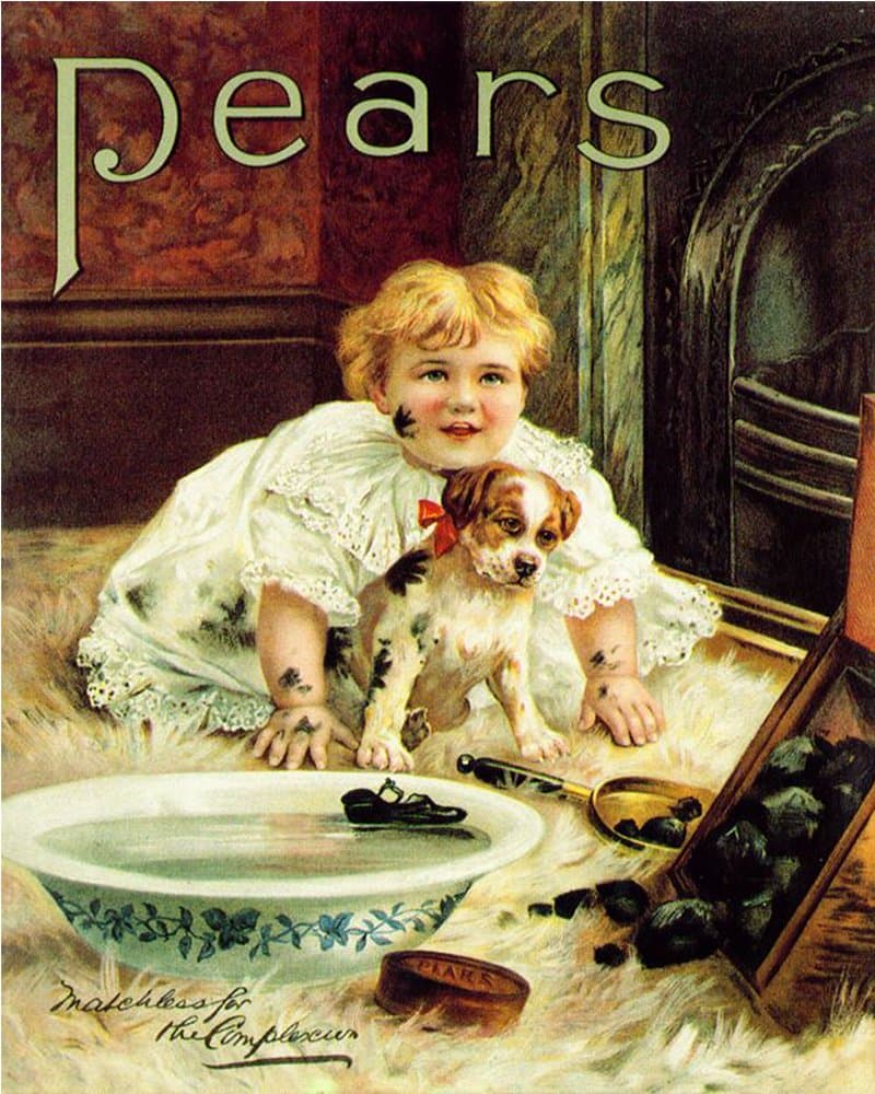Pears Soap Puddy Muddy Paws Matchless for The Complexion Metal Wall Sign 6x8inches Plaque Vintage Retro Poster Art Picture Print