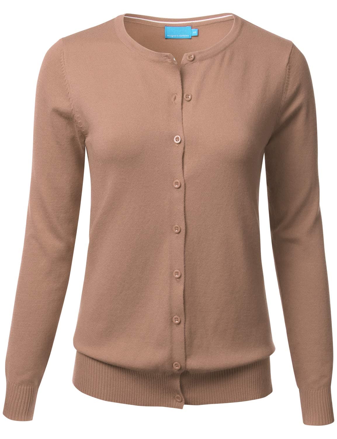 FLORIA Women's Button Down Crew Neck Long Sleeve Soft Knit Cardigan Sweater (S-3X)