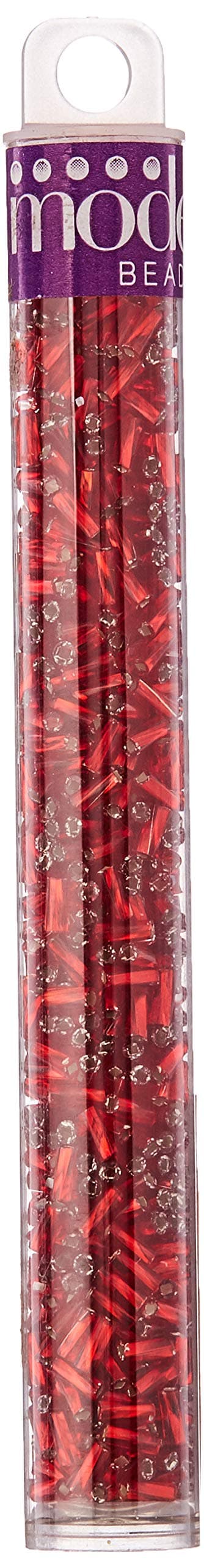 Swirl Bugle Beads 5.5"Tube-5mm Light Siam Silver Lined