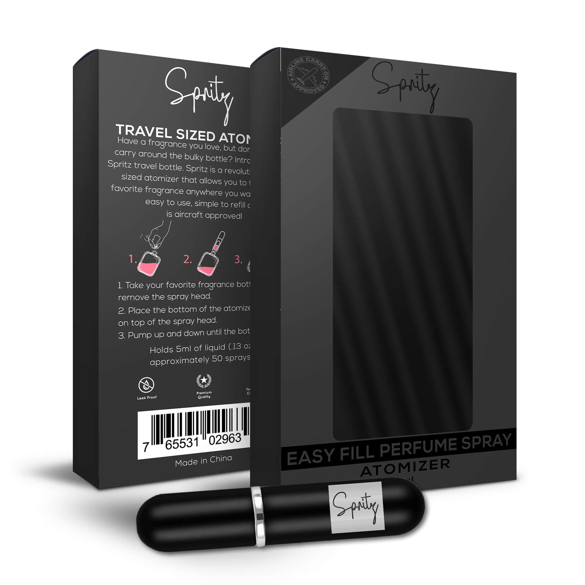 SPRITZ Perfume Atomizer Refillable - Travel Perfume Bottle and Travel Cologne Sprayer for Men and Women | 5ml Travel Perfume Atomizer Refillable – Convenient, Portable Sleek No Mess Refill System