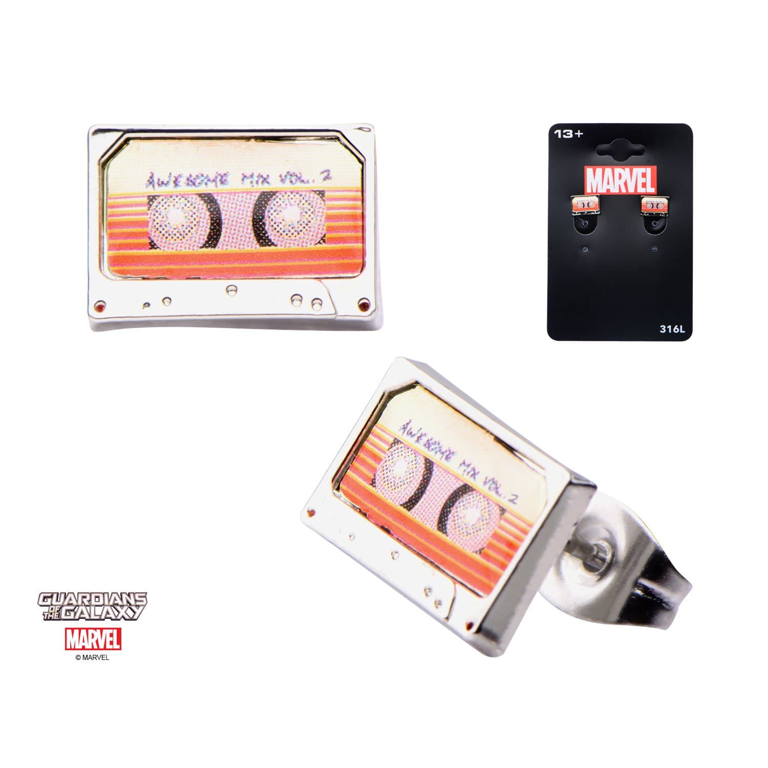 Marvel Guardians of Galaxy Awesome Mix Vol. 1 Tape Stud Earrings
