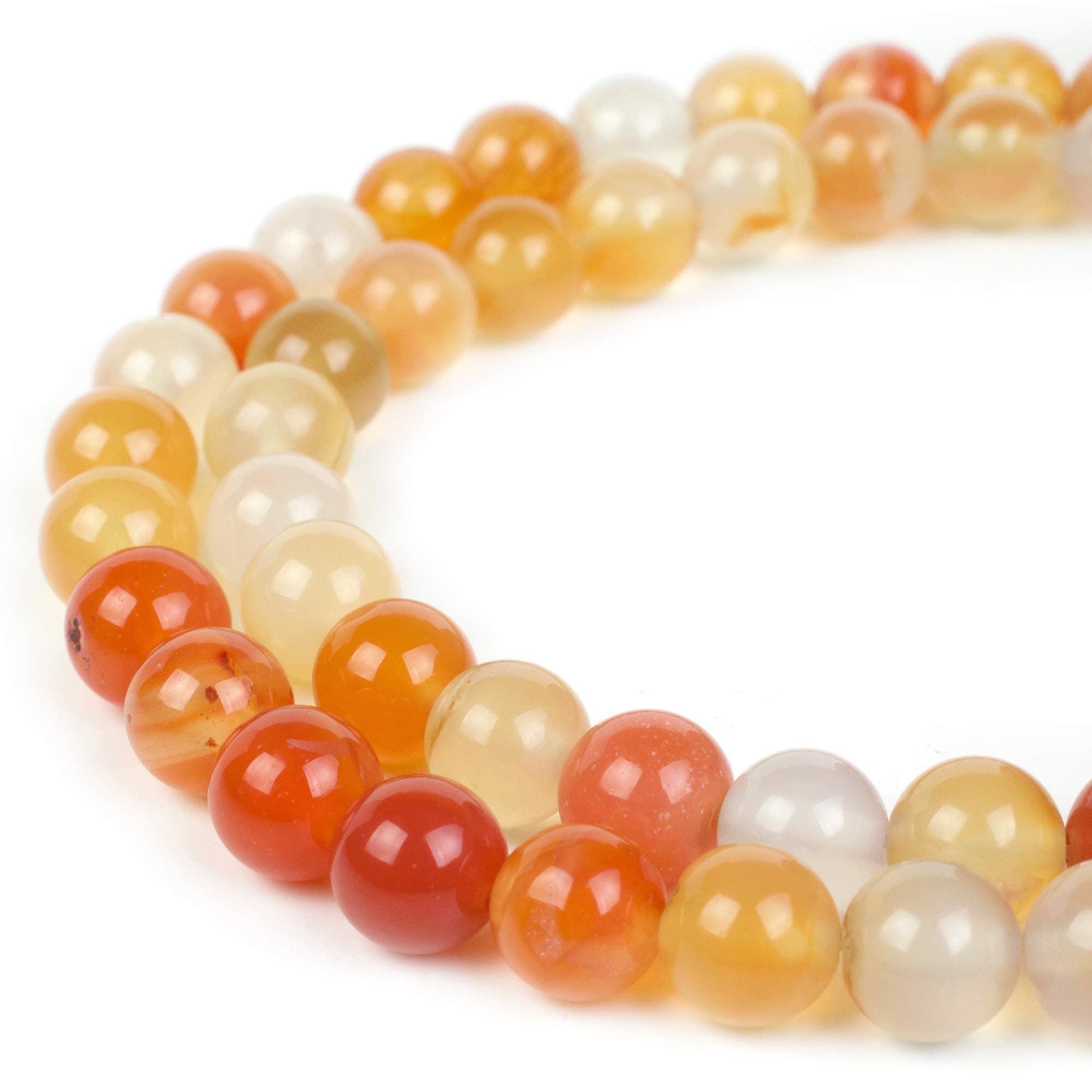 RVG 8mm Natural Carnelian Beads Round Gemstone Loose Stone Mala 15.5 in Strand for Jewelry Making (Approx 45-48 pcs)