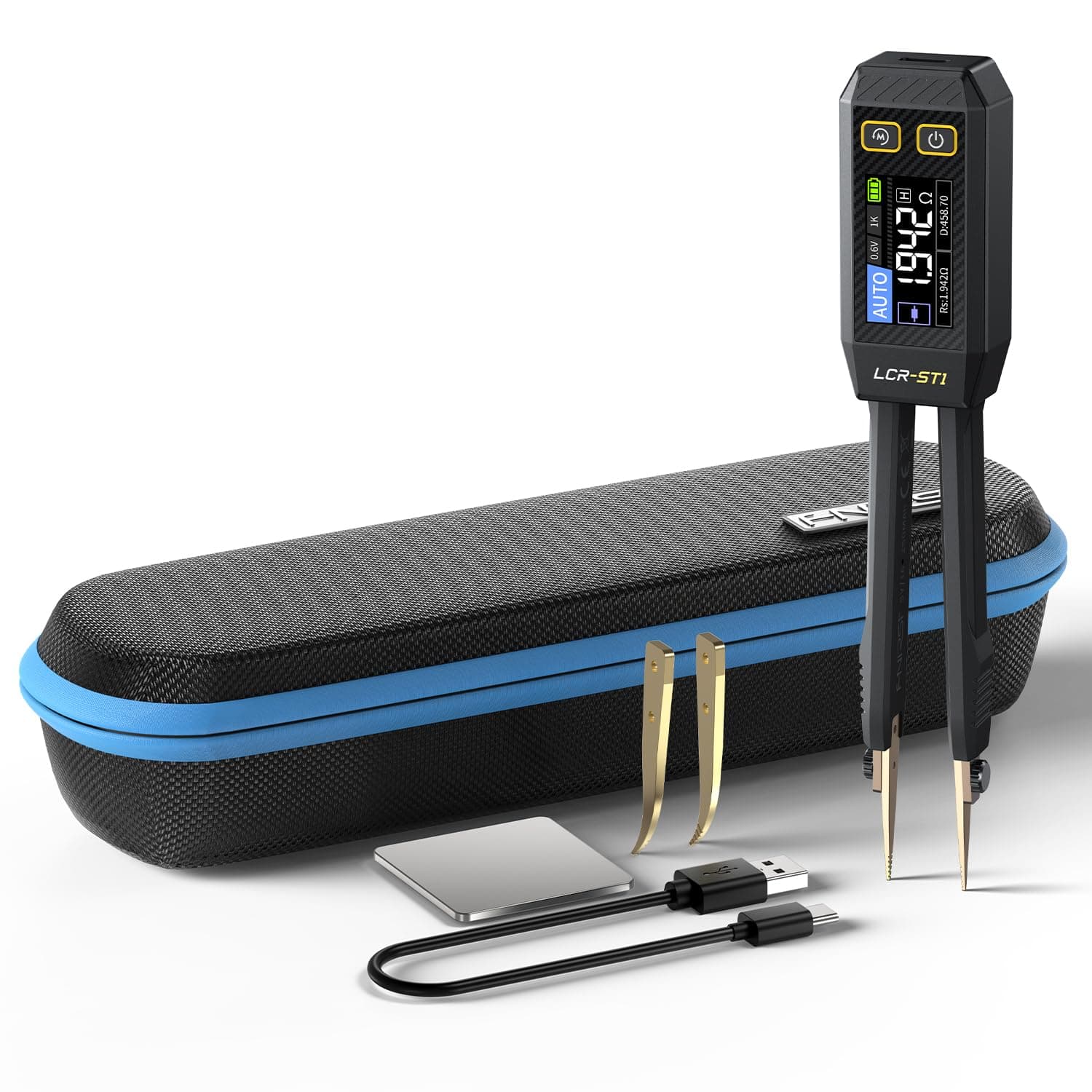 LCR-ST1 10KHz LCR Meter Tweezer, Mini Smart SMD Tester, ESR Meter, Multimeter, Capacitance Inductance Continuity Diode Tester, Auto Component Recognition Electronic Component Analyze