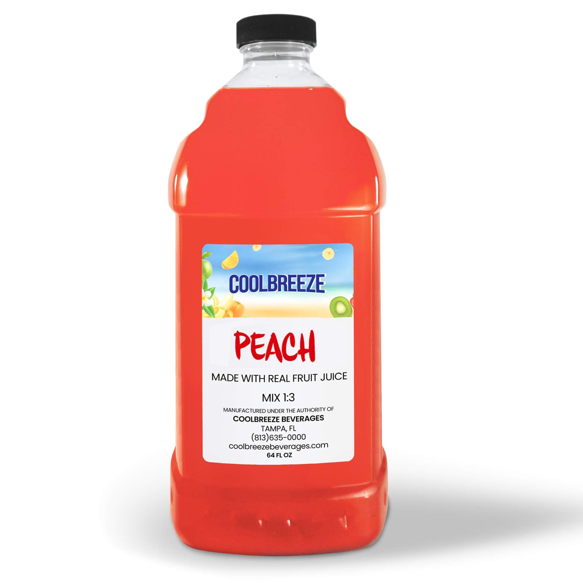 Coolbreeze Peach Frozen Drink Machine Mix - Ready to Use Slush Flavor Syrup - 1/2 Gallon Bottle