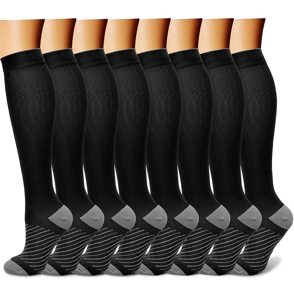 Compression Socks (7 Pairs), 15-20 mmhg is BEST Graduated Athletic & Medical for Men & Women, Running, Flight, Travels