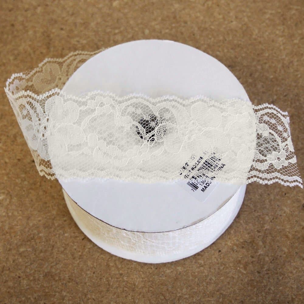 Ivory Lace Ribbon Floral Trim, 10 Yards, 2-inch
