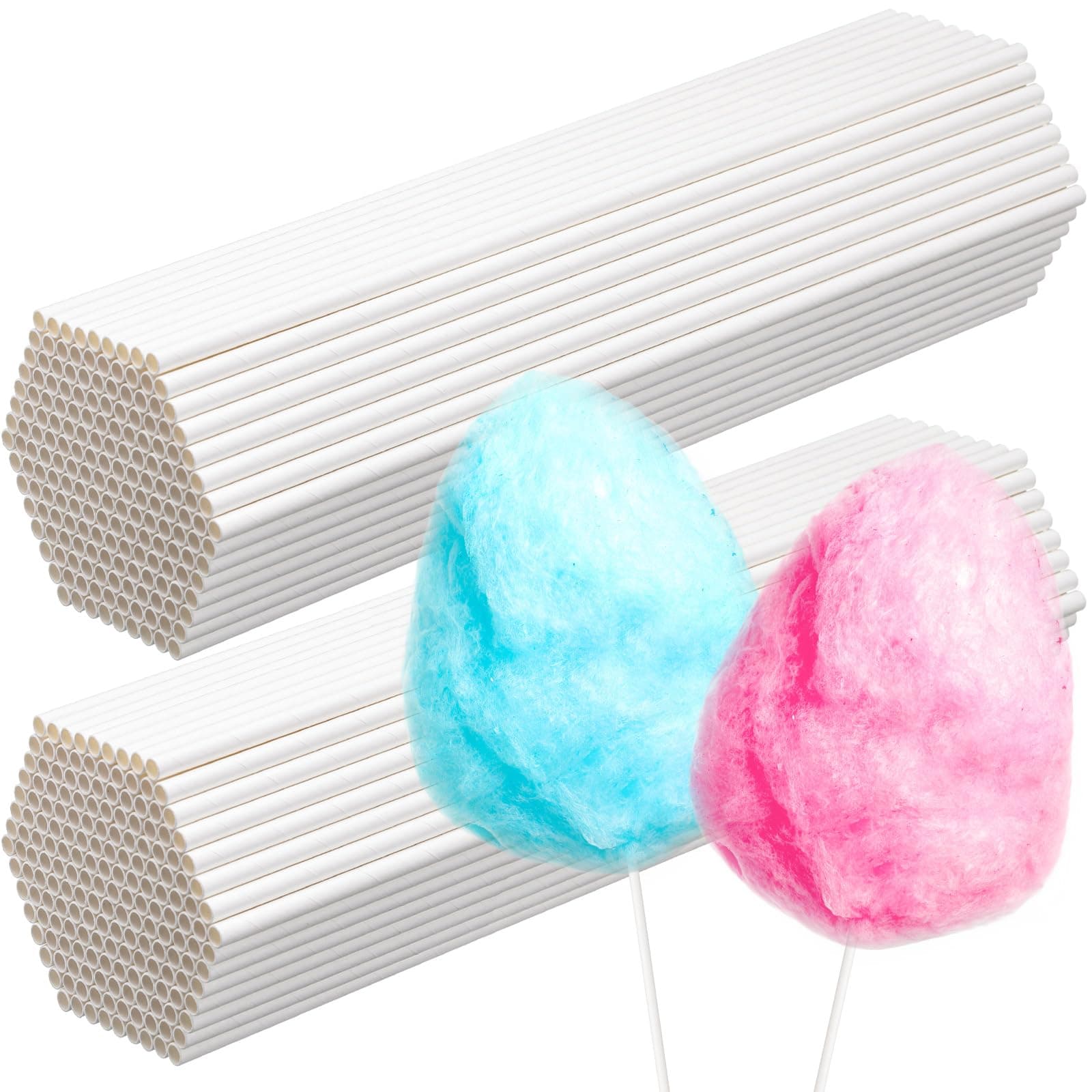 Honeydak 600 Pcs Cotton Candy Cones 13.8 Inch White Cotton Candy Sticks for Sugar Making Supplies White Holder Sticks for Birthday Parties Festivals