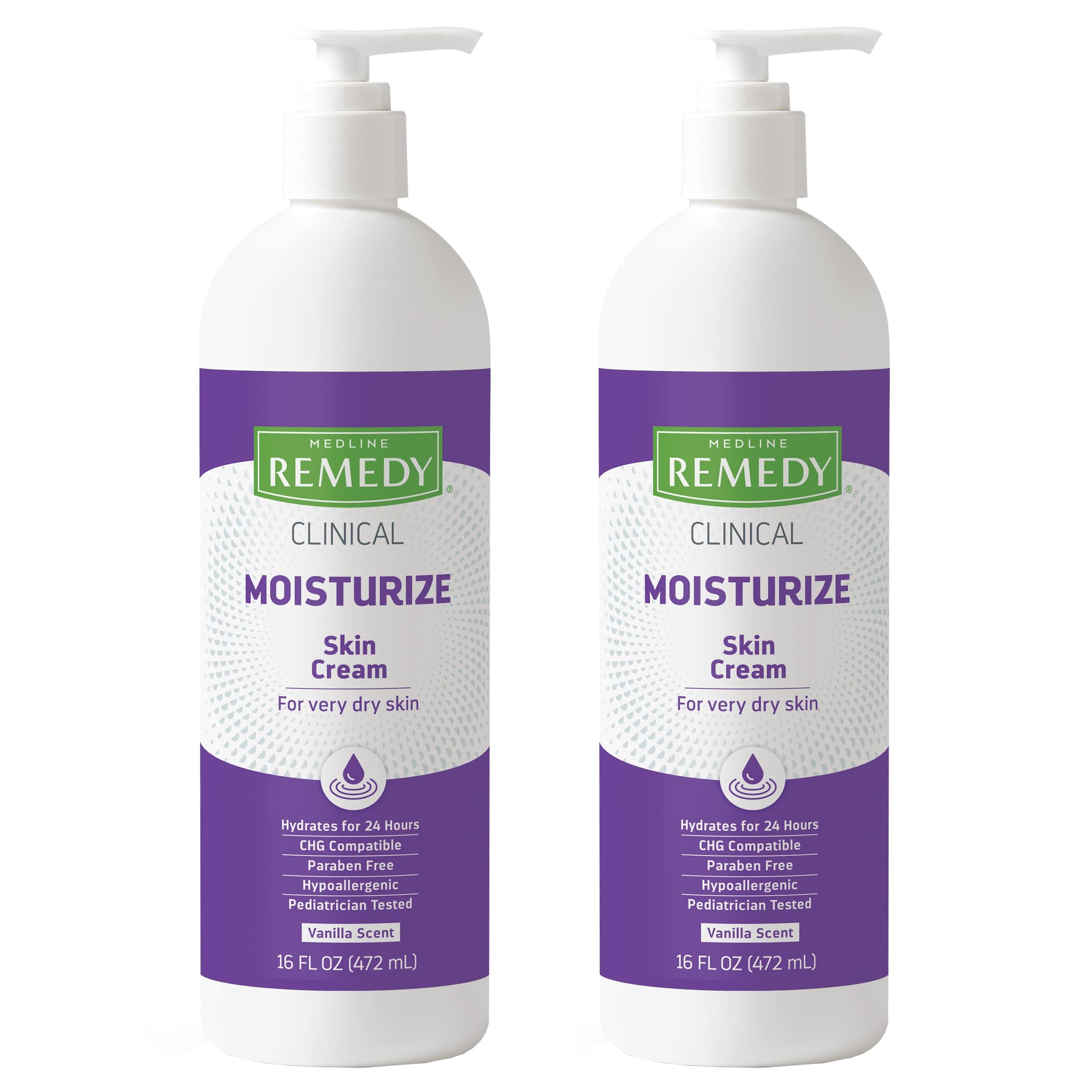 - Medline Remedy Clinical Skin Cream, Vanilla Scent (16 fl oz), 2 Count, Moisturizing Face and Body Cream for All Ages, Paraben & Sulfate Free, Quick Absorbent Formula, Hypoallergenic Skin Moisturizer