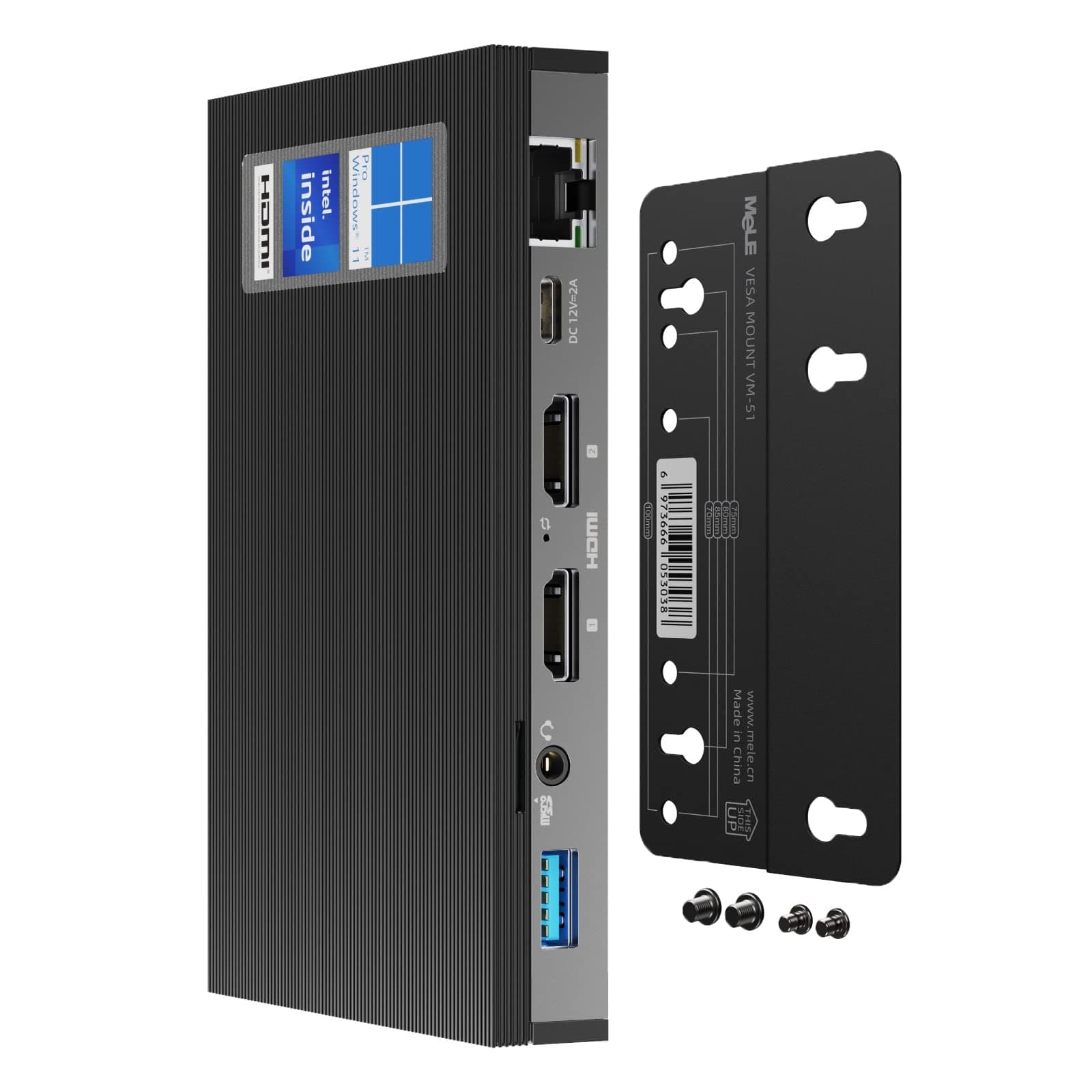 Mini PC Fanless Quieter3Q Windows 11 Pro N5105 8GB/256GB Small Desktop Computer Micro PC Support M.2 SSD up to 4TB Dual HDMI 4K HDR 2.4G/5G Wi-Fi 6, Gigabit Ethernet BT5.2 Win 10,PXE,USB3.0,VESA Mount