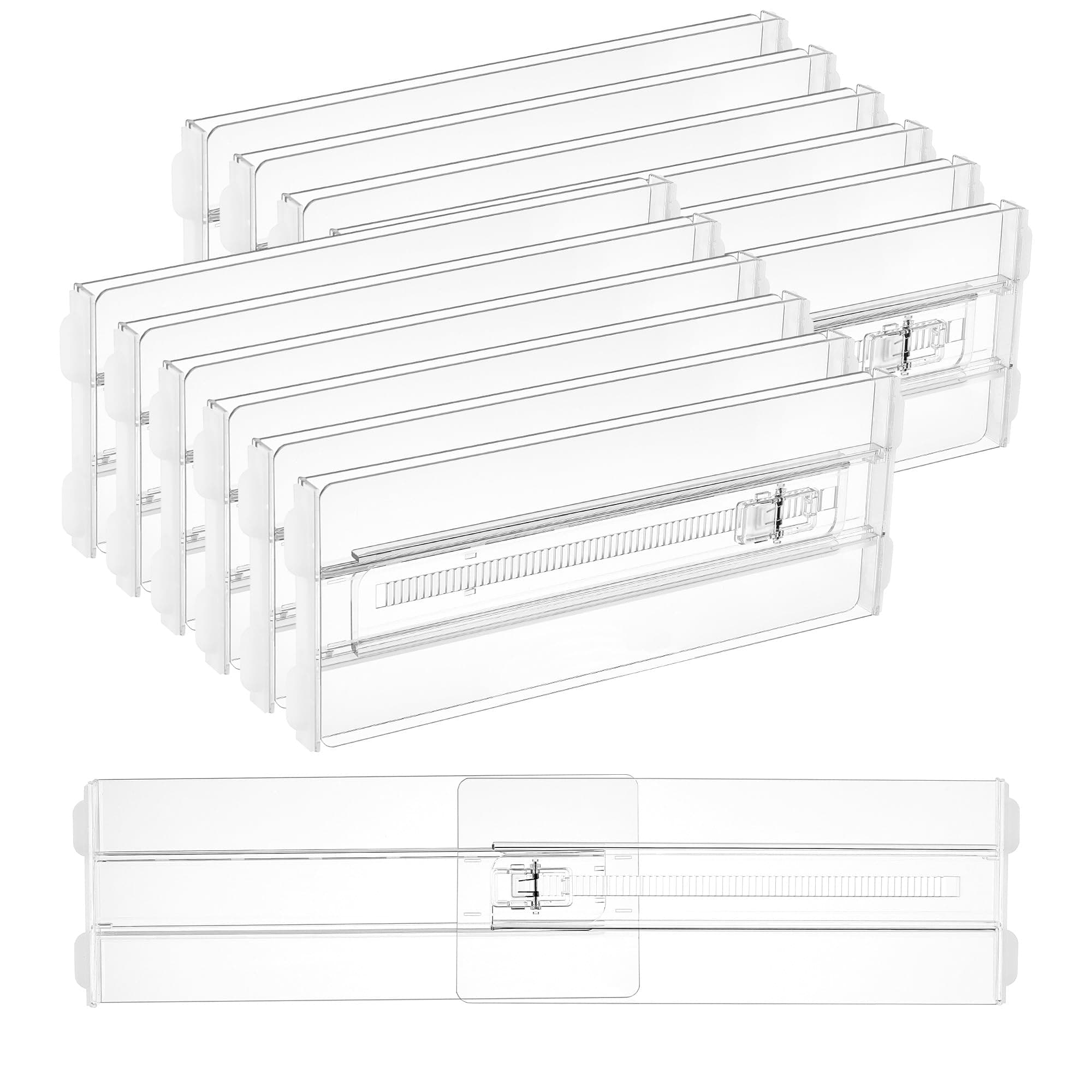Vtopmart 12 Pack Drawer Dividers for Clothes, 4" High 10.2"-16.5" Adjustable Expandable Dresser Drawer Organizer, Clear Plastic Separators for Dresser, Baby Clothing, Underwear, Cosmetic, Toiletries