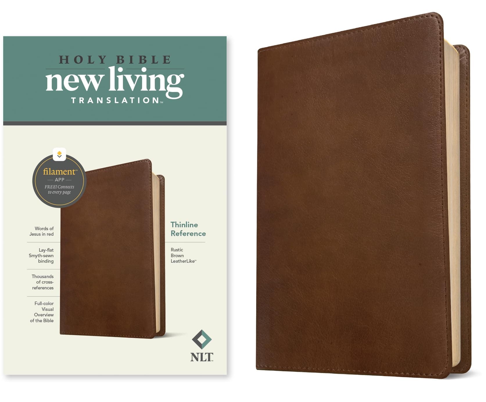 NLT Thinline Reference Bible, Filament Enabled Edition: New Living Translation, Filament Enabled, Rustic Brown) (Imitation Leather), Text Size: 9 Point, Note Size: 6 Point