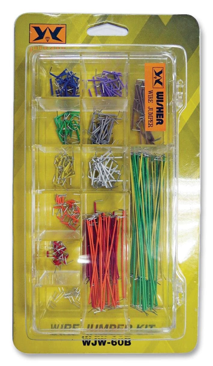 WISHER WJW60B JUMPER WIRE KIT, 350PCS, 22AWG, ASST COLORS & LGTHS