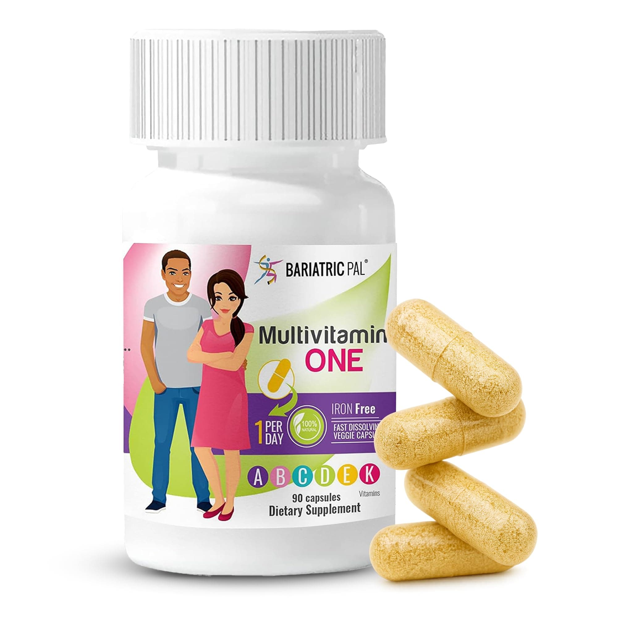 BariatricPal Multivitamin ONE 1 per Day! Bariatric Multivitamin Capsule Iron Free | Easy to Swallow Capsule | Vitamin for Bariatric Surgery Patients | 90 Count (3 Month Supply)