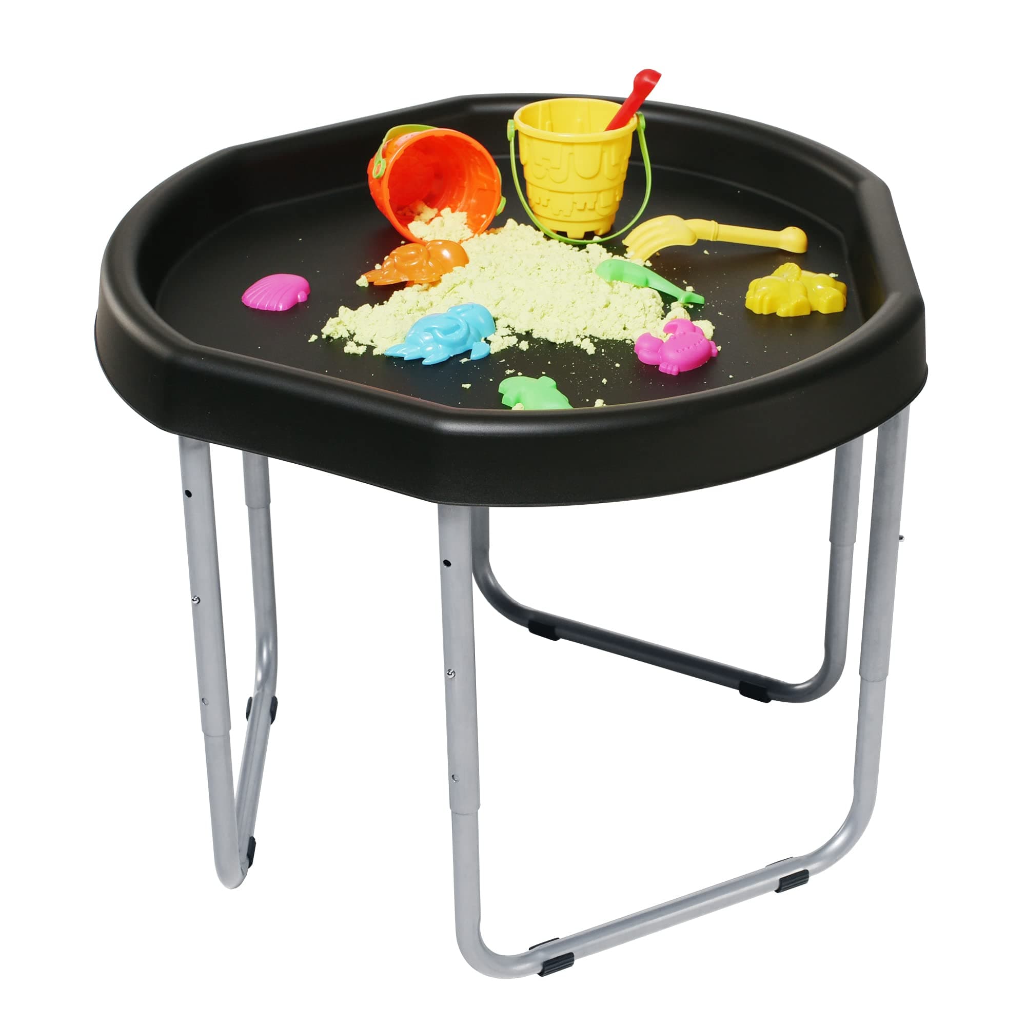 KUB Original Hexacle Tuff Tray & Stand (Black) - Sensory Play Tray Stand for Kid’s Messy Play – Water and Sand – Garden Bubble Fun – 2 Way Play With or Without Stand