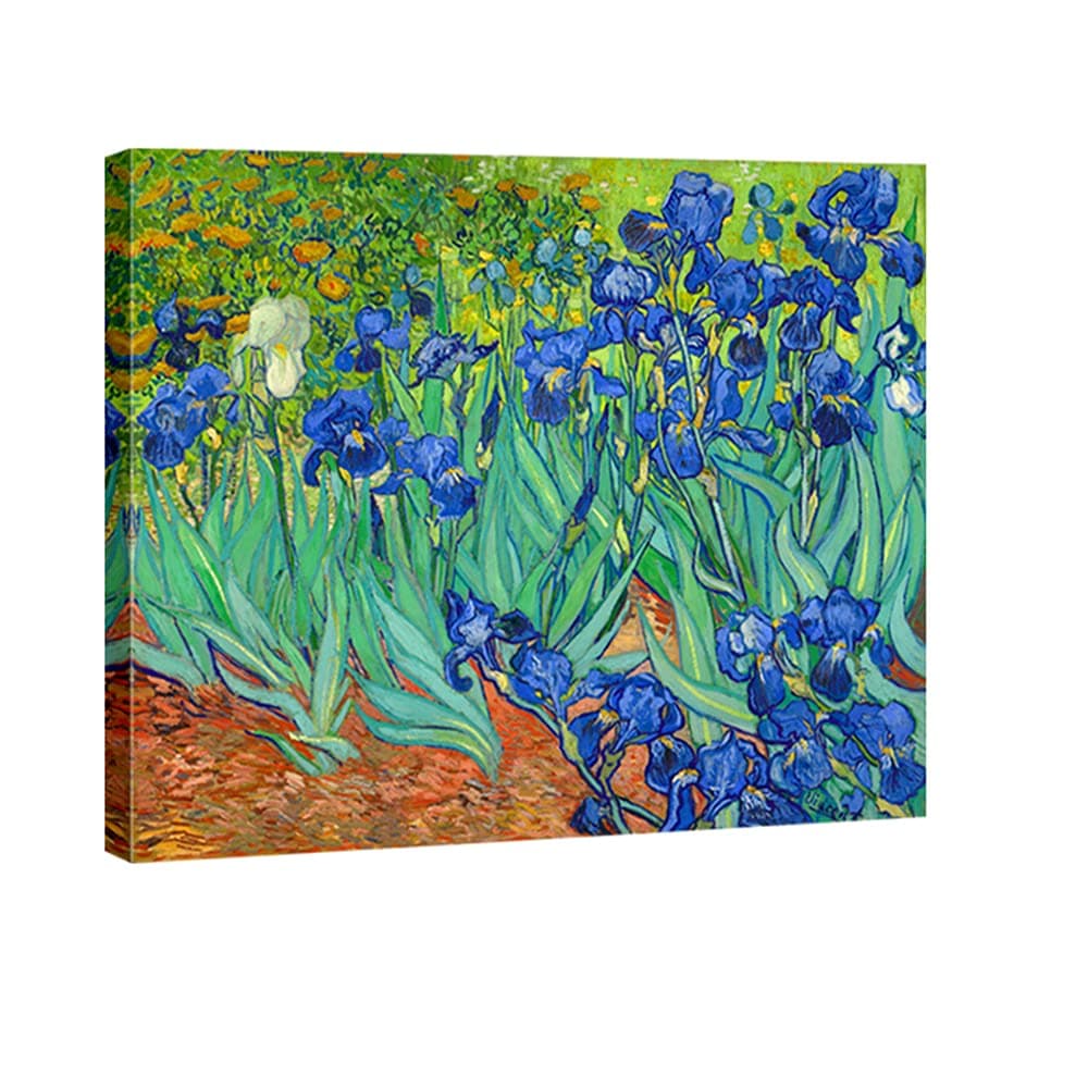 Irises Large Modern Gallery Wrapped Floral Giclee Canvas Print By Van Gogh Famous Blue Flowers Oil Paintings Reproduction Artwork Pictures on Canvas Wall Art for Bedroom Home Decor L
