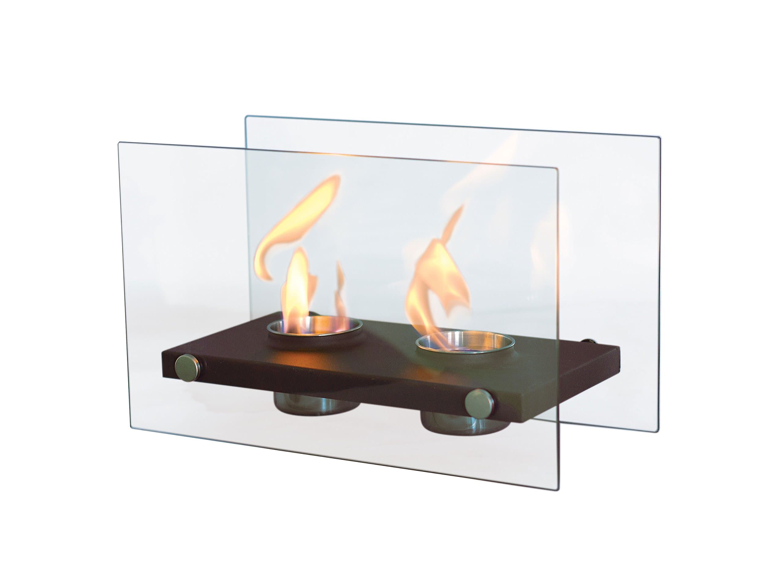 PURLINE ONIROS DUO - Tabletop biochimney with double flame and tempered glass