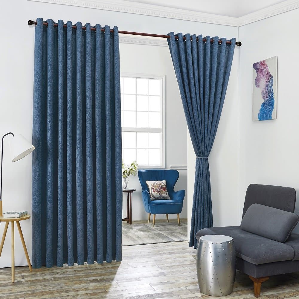 Warm Home Designs 2 of 108" (Width) X 120" (Length) Wall to Wall Dark Blue Teal Embossed Room Divider Curtains with 2 Tie-Backs. Total Width: 216 Inches (18 feet). Length 10 Feet. EV Teal 120"