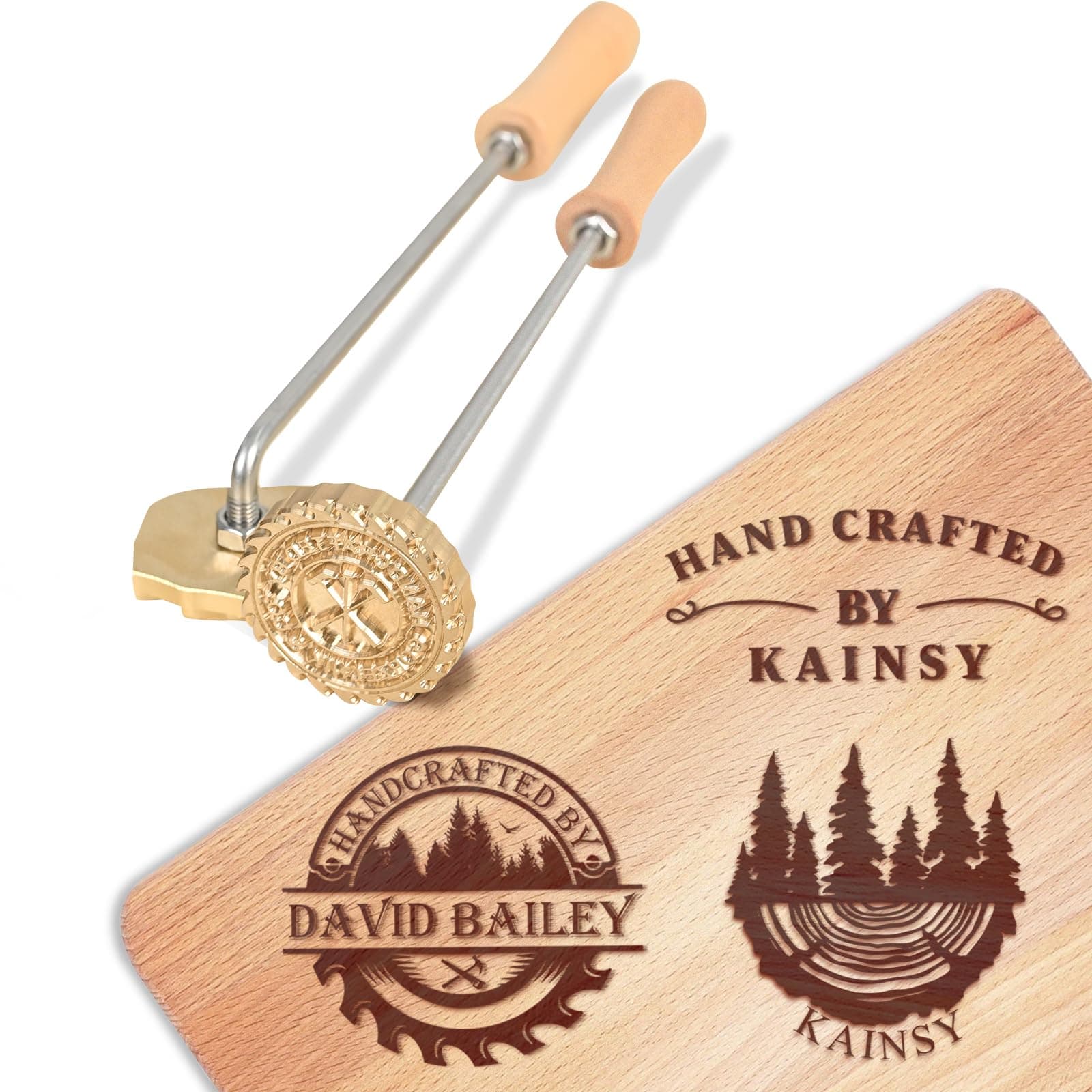 - KAINSY Custom Branding Iron for Wood, Durable Personalized Logo Metal Branding Iron for Wood Burning Stamp Leather Meat, Handcrafted Design Weddings & Personalized Gifts, Flame Heated(1 inch)