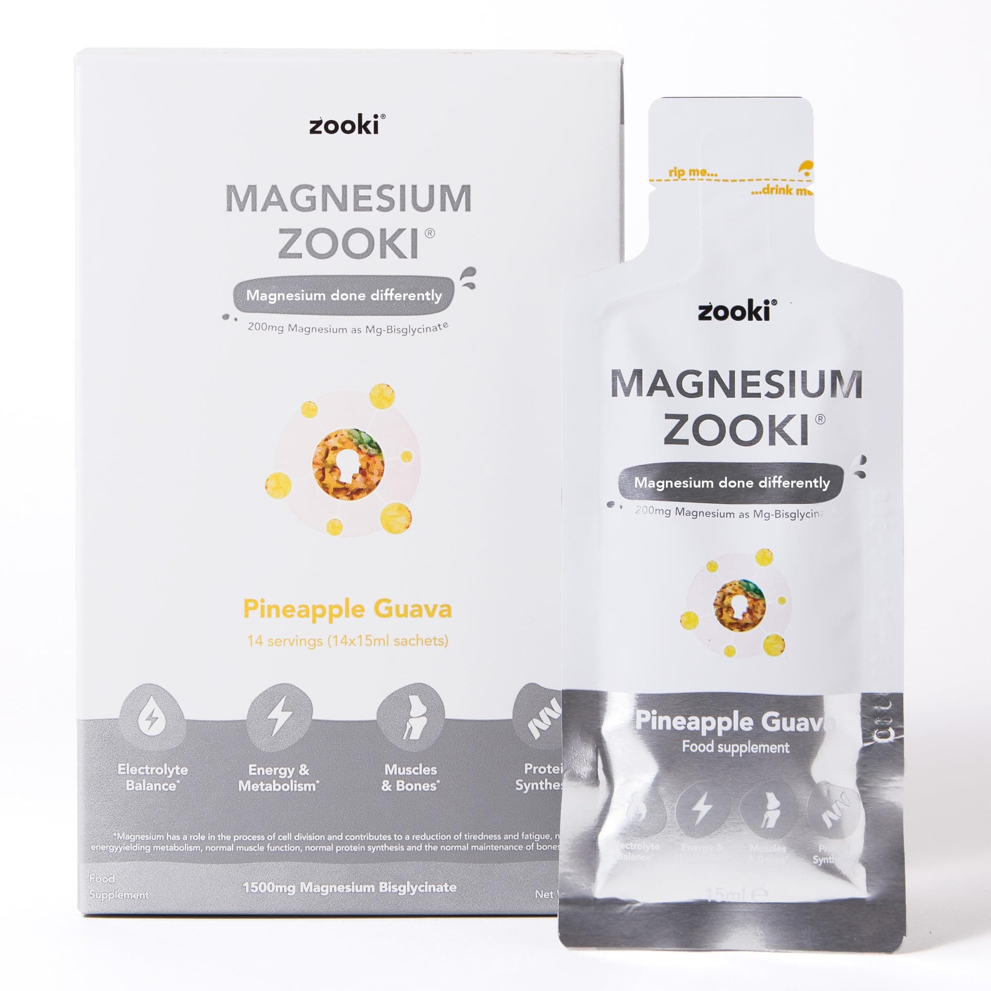 Liposomal Magnesium Glycinate Liquid Sachets, High Strength Magnesium Supplement, Liquid Magnesium for Muscle Relaxation Sleep & Energy Support, Vegan Sachets (Pineapple, 30 Servings)