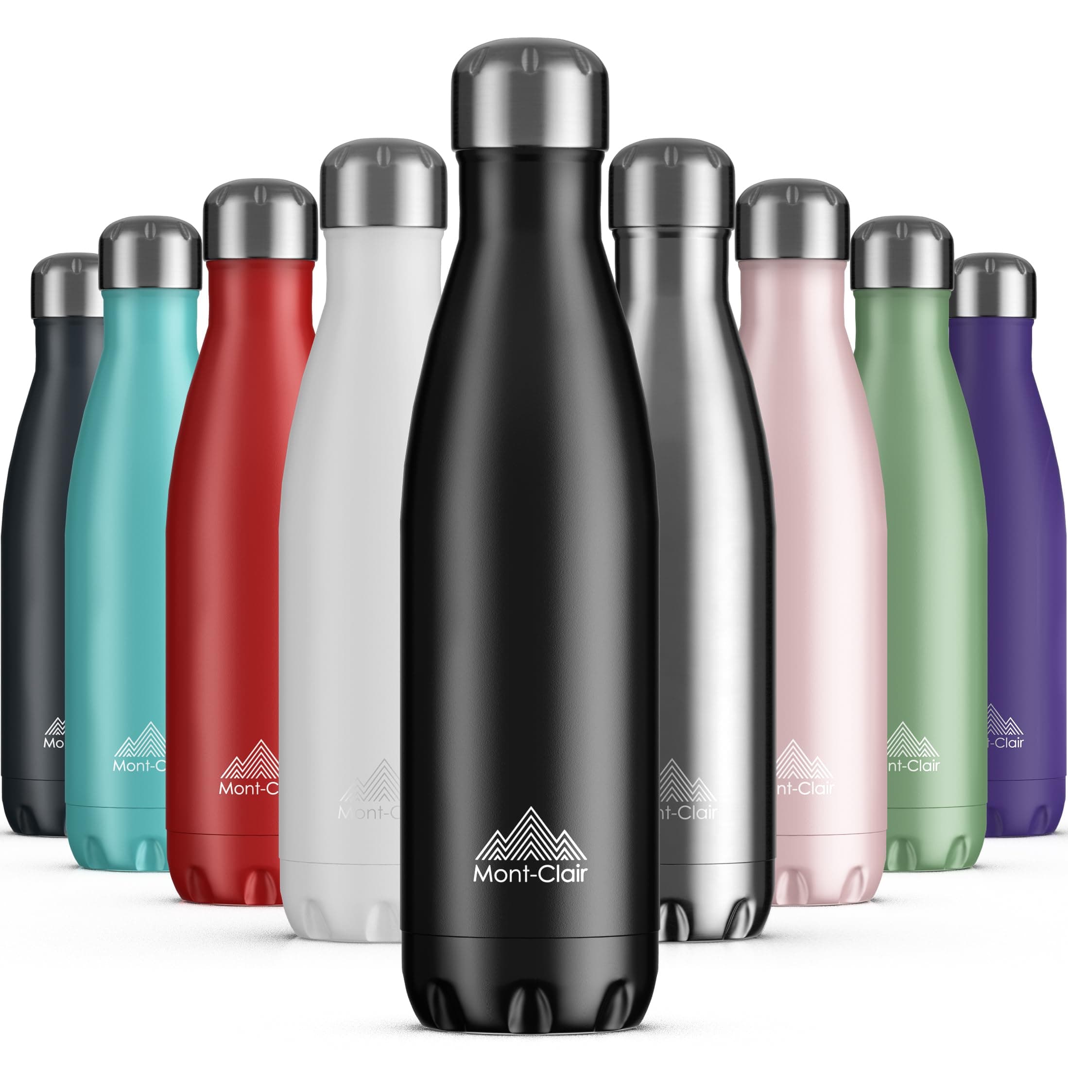 Stainless Steel Water Bottle, Vacuum Insulated - BPA Free, 12h Hot & 24h Cold Drinks, Metal Water Bottle 750ml Leakproof, Ideal for Adult, Kids, Running - Black