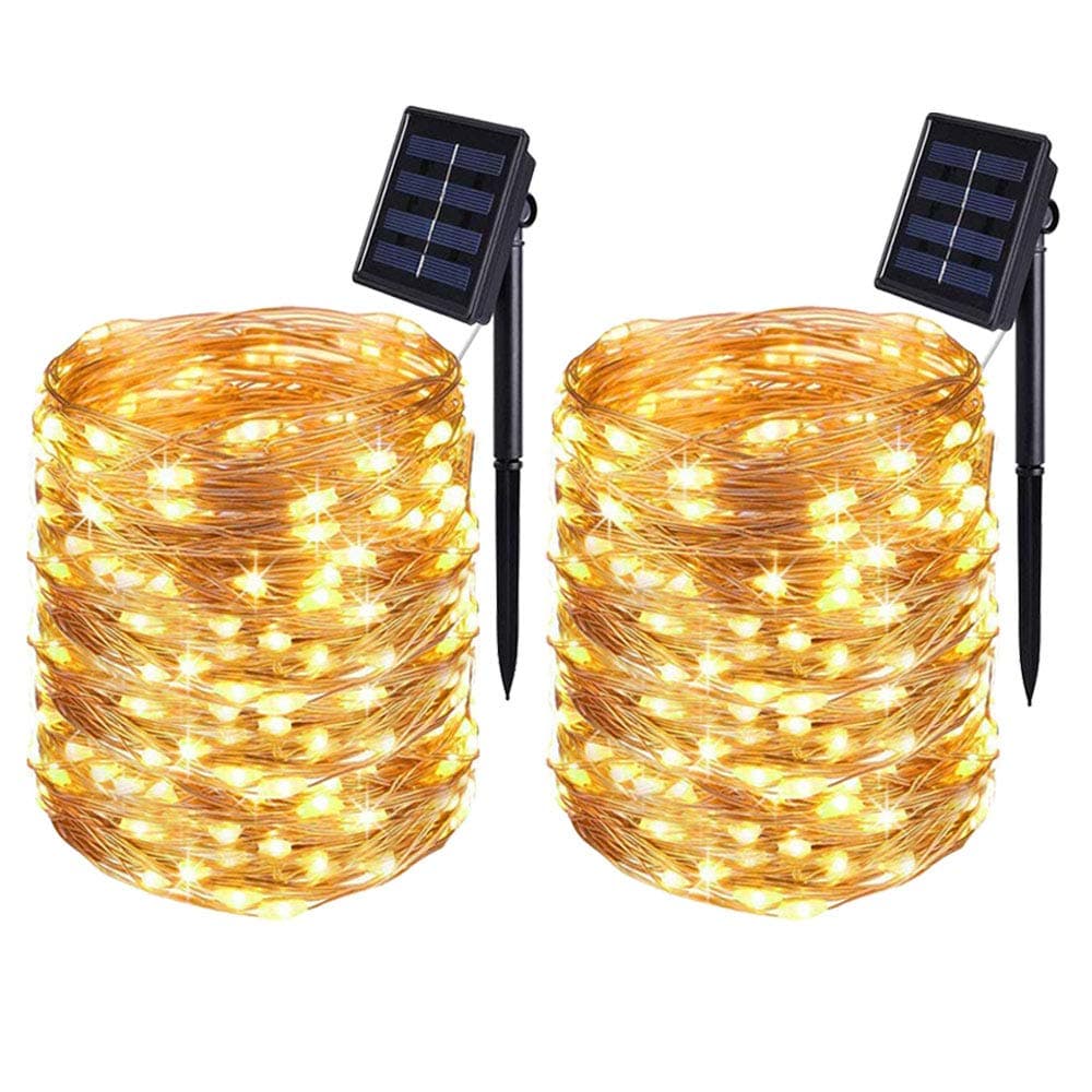 BOLWEOBOLWEO [2 Pack] Solar Lights Outdoor Garden,Solar String Lights,22 Meters/ 72Ft 200LEDS / 8 Modes,Waterproof Copper Wire Lighting for Indoor，Outdoor，Wedding，Patio，Home，Garden Decoration (Warm White)