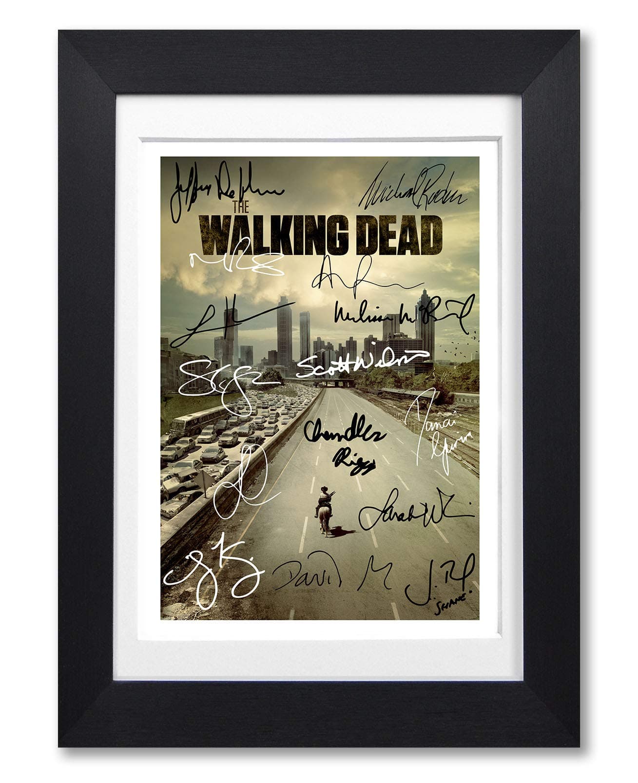 The Walking Dead Full Cast Signed Autograph Signature A4 Poster Photo Print Photograph Artwork Wall Art Picture Present Memorabilia Gift (A4 Black Framed & Mounted)